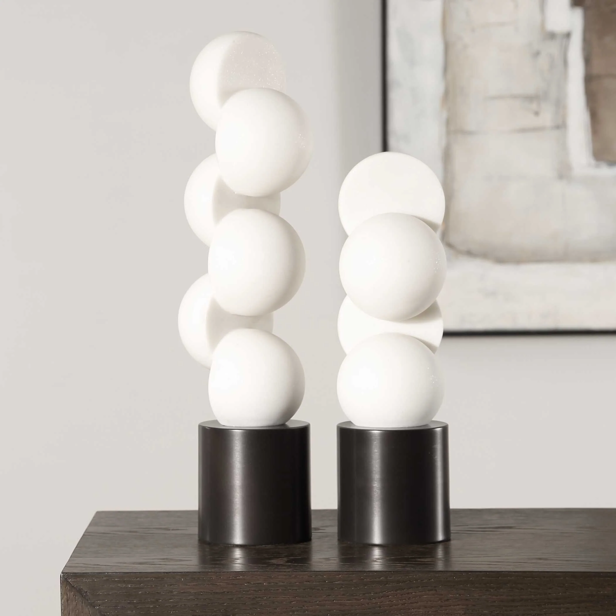 Symmetry White Sculptures - Set of 2 - Image 2