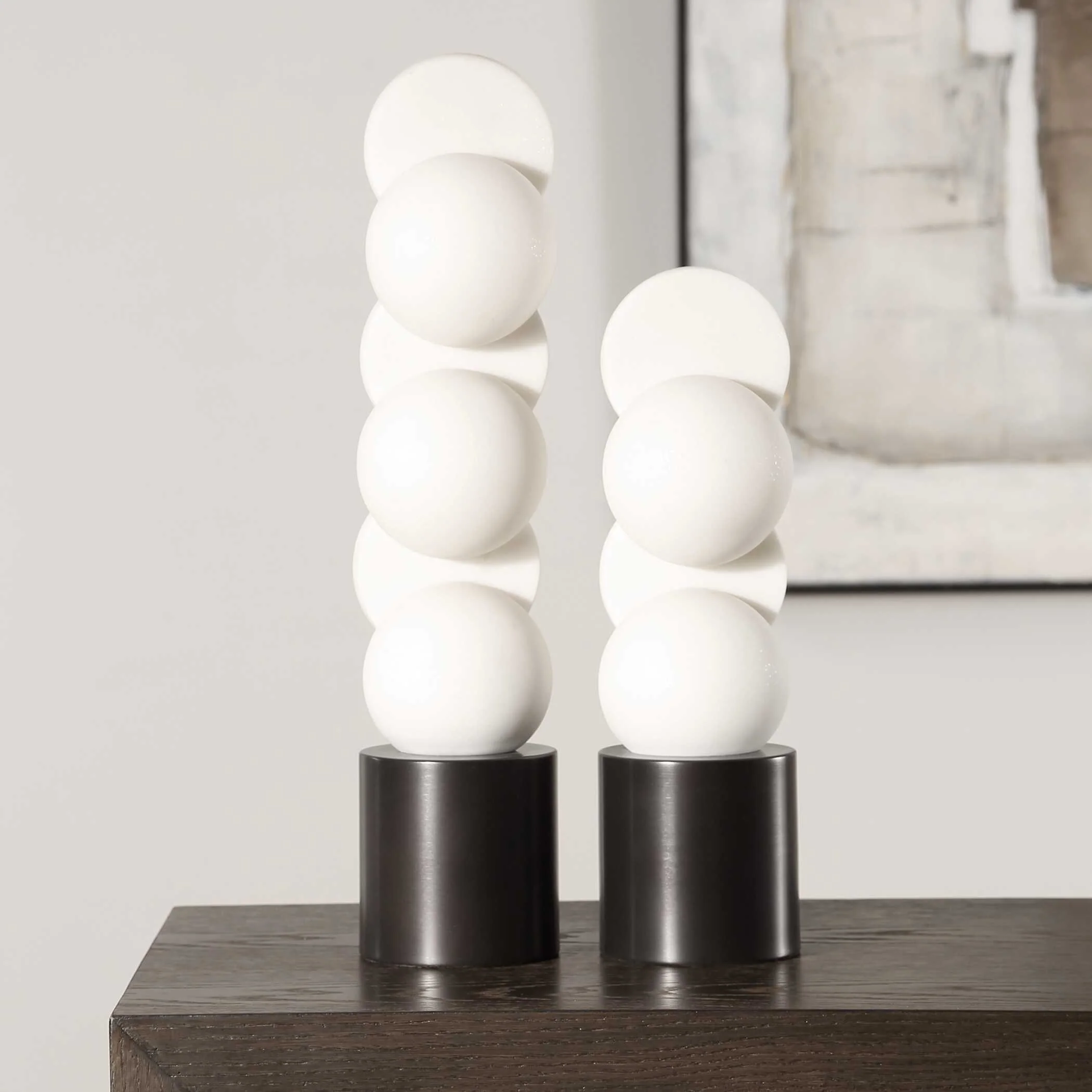 Symmetry White Sculptures - Set of 2 - Image 3