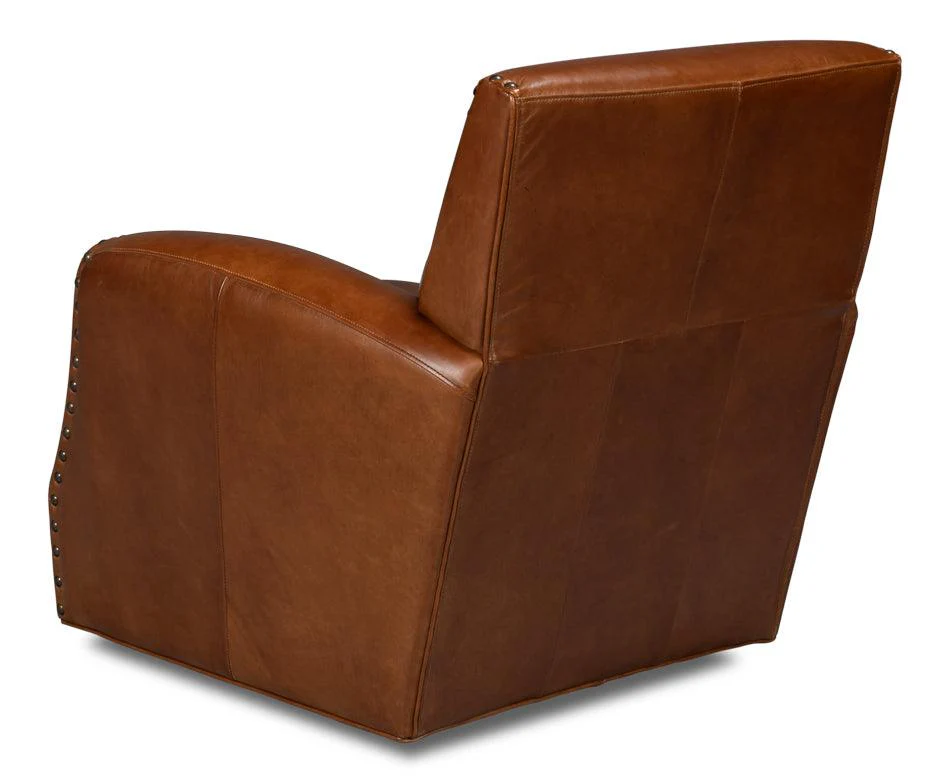 Taft Leather Swivel Chair - Image 5