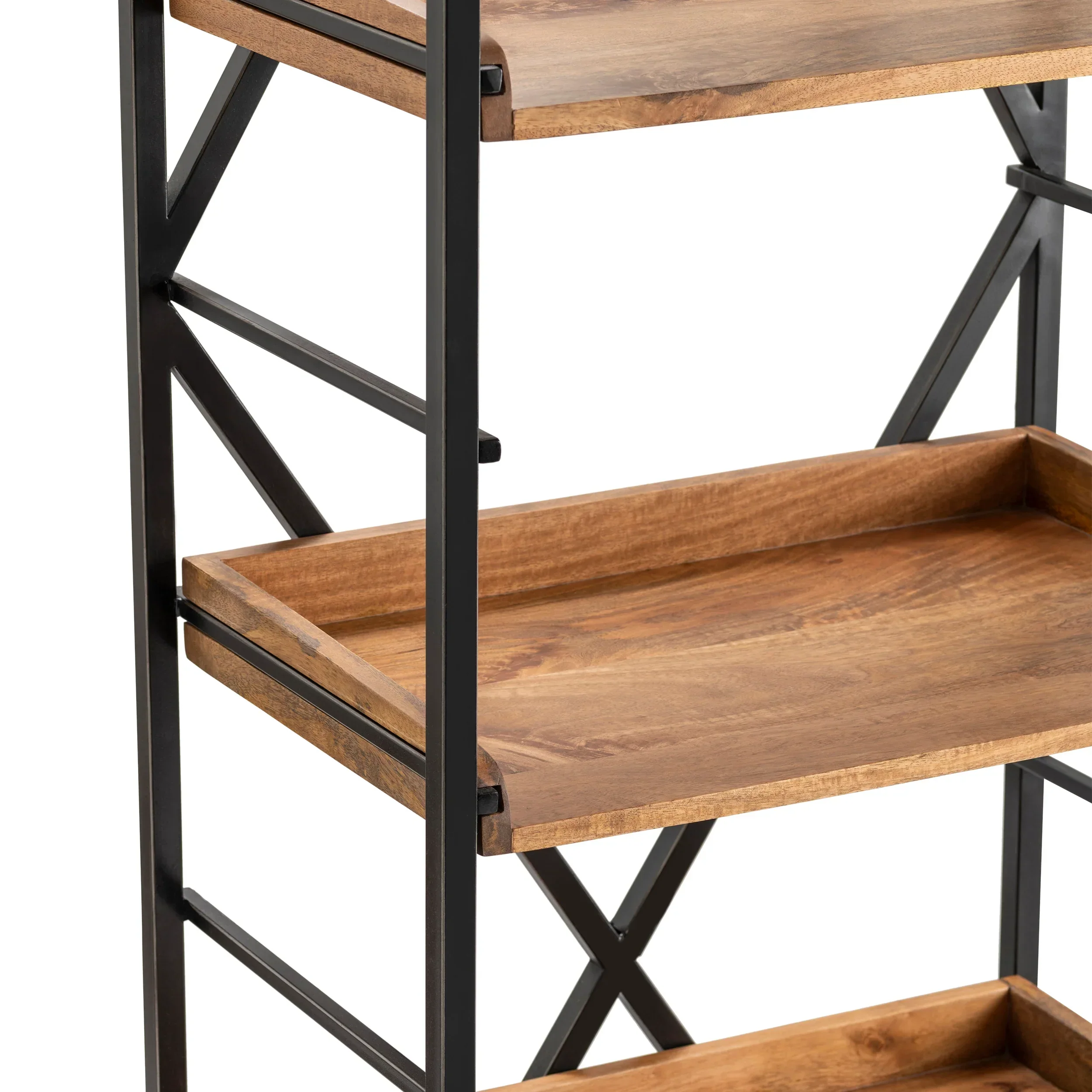Tall Iron And Wood Bookshelf With Seven Shelves - Image 4