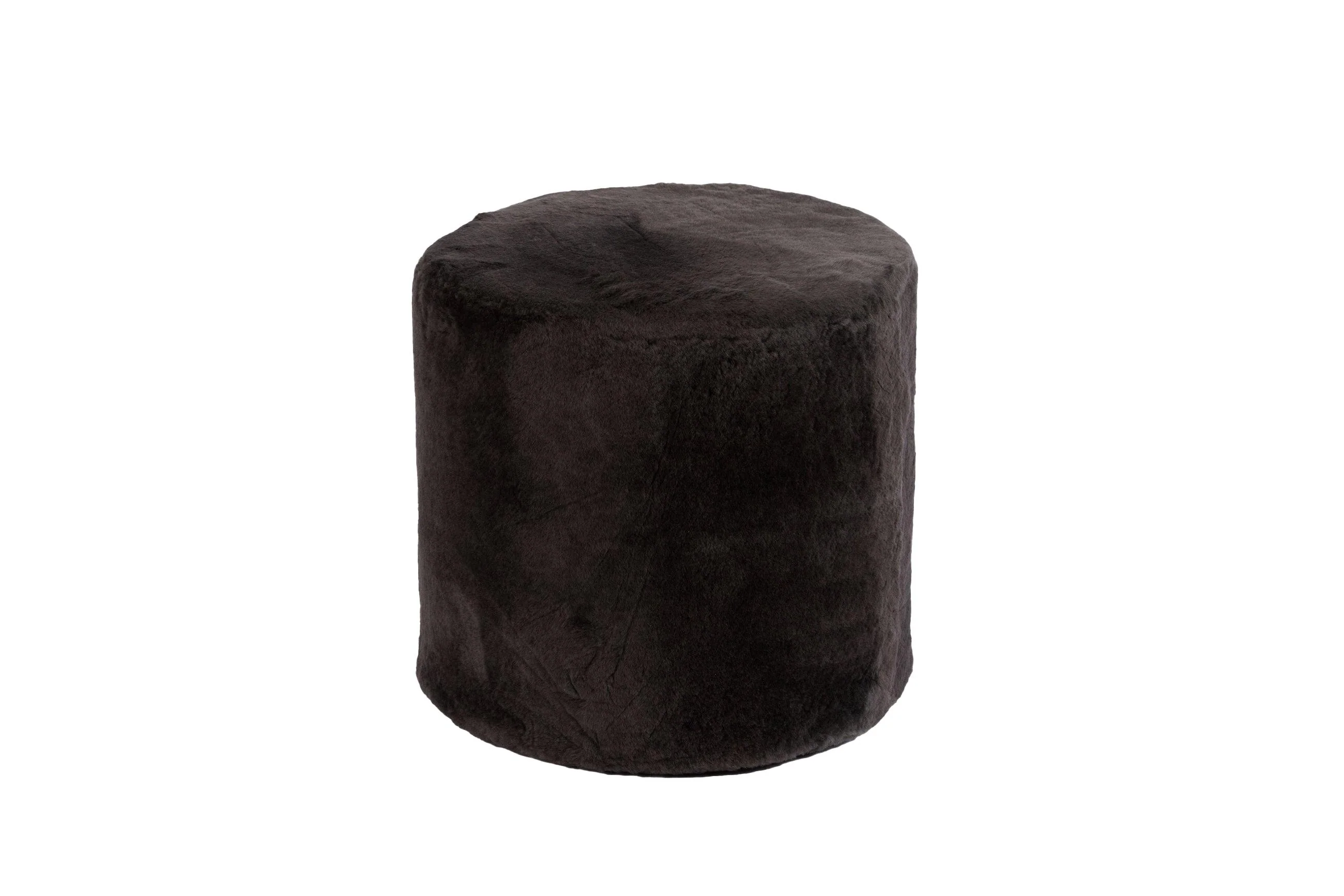 Tall Shearling Round Ottoman - Image 6