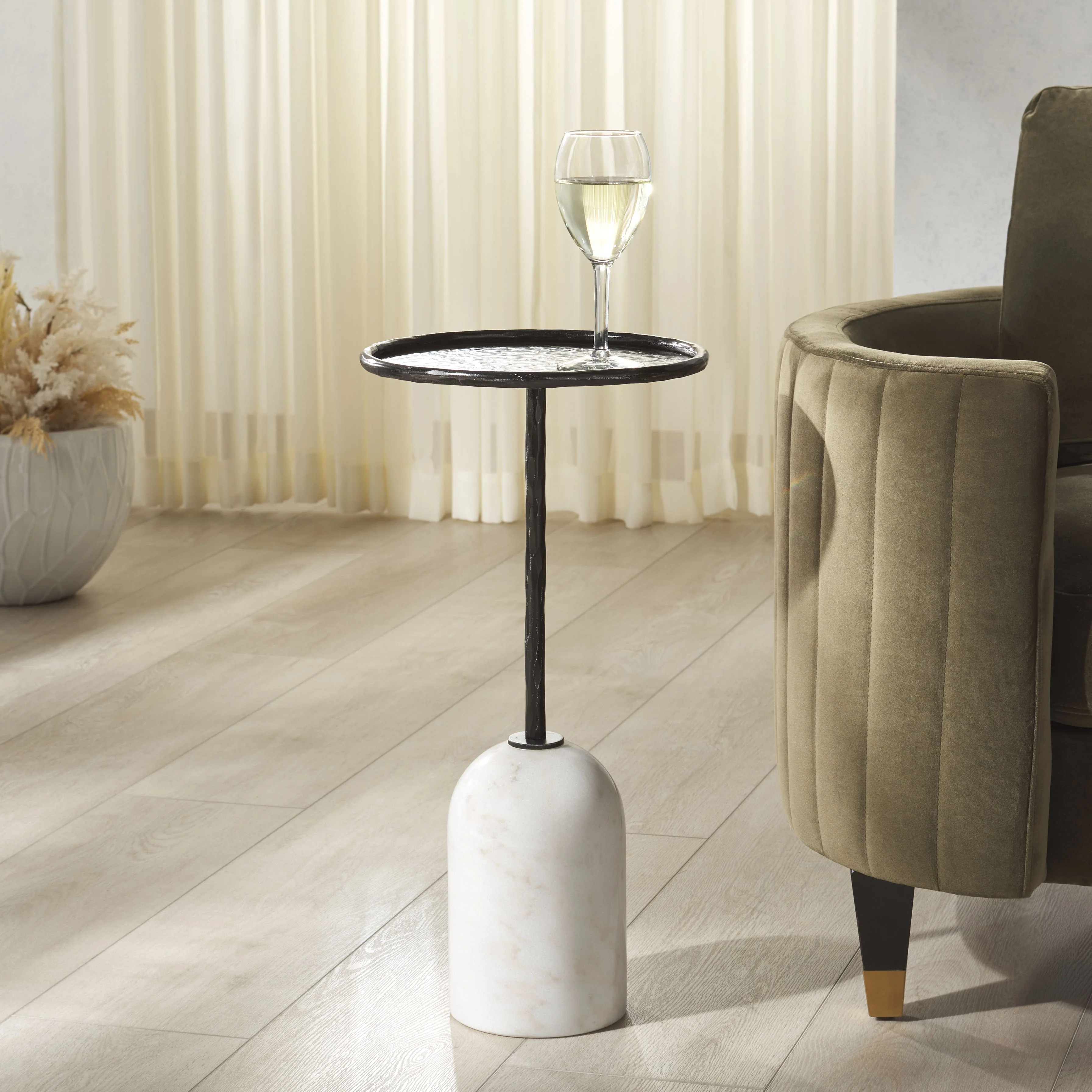Tanyarose Metal And Marble Drink Table - Image 2