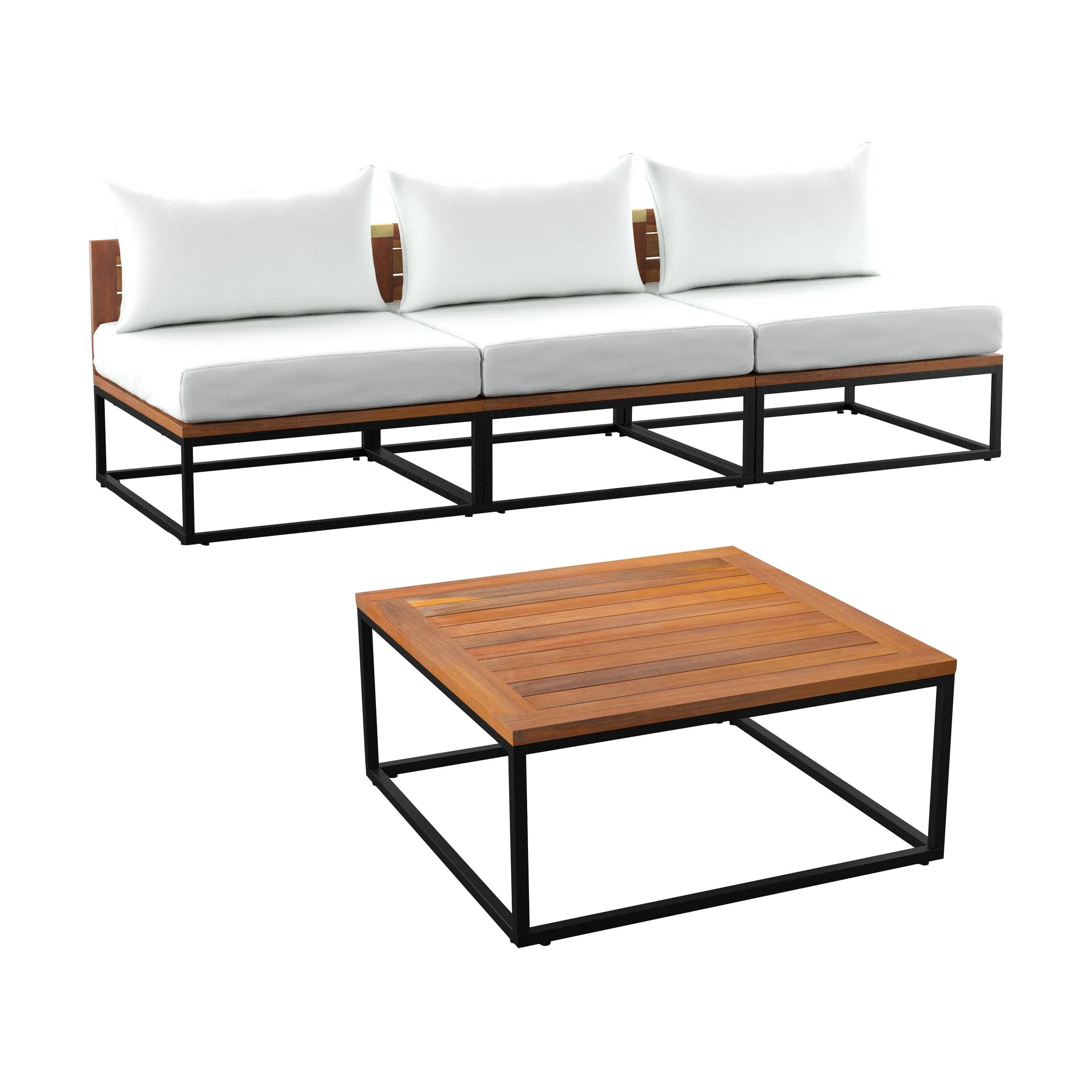 Taradale Outdoor Coffee Table and Modular Sofa Set – 2pc - Image 2