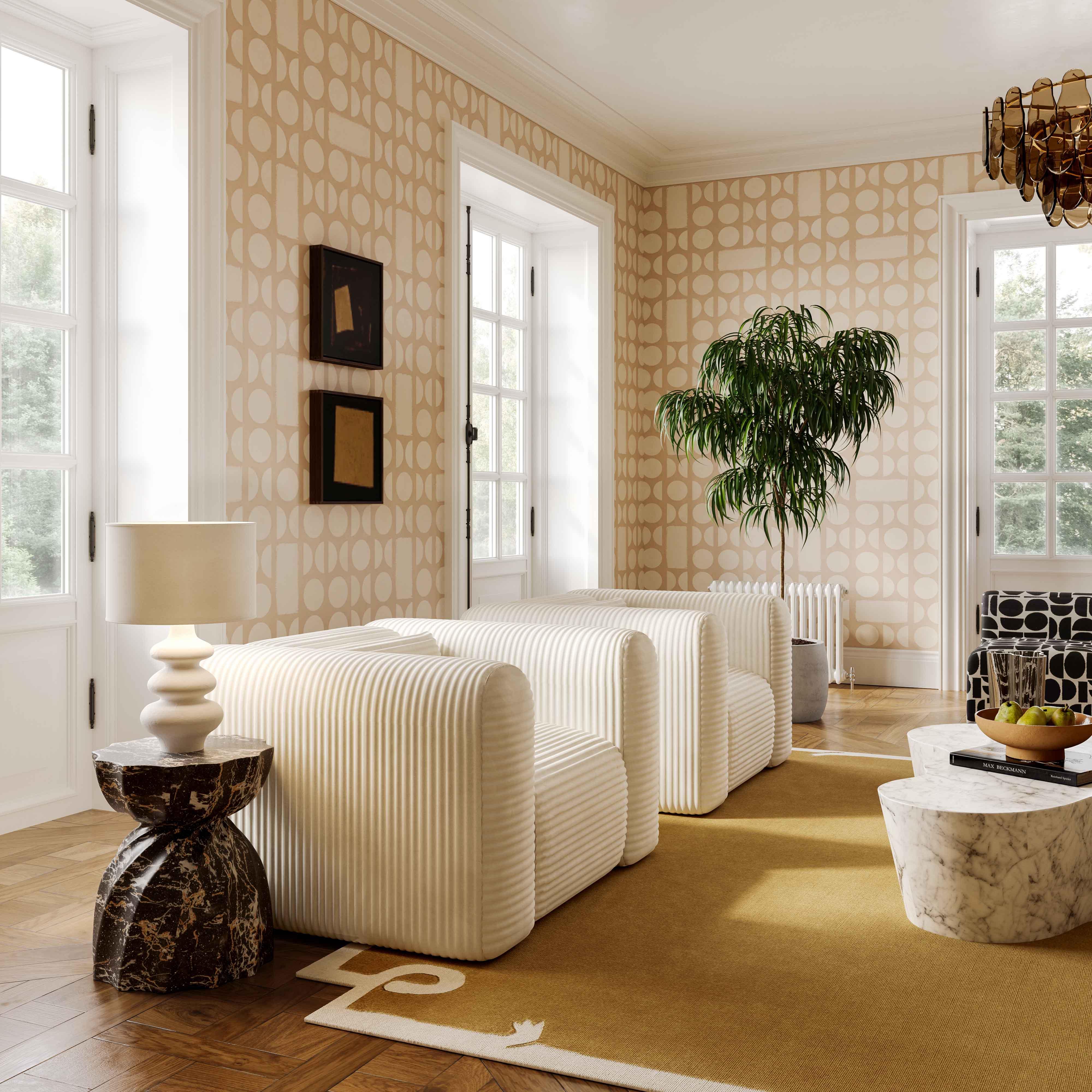 Tarra Fluffy Oversized Cream Corduroy Armchair - Image 2