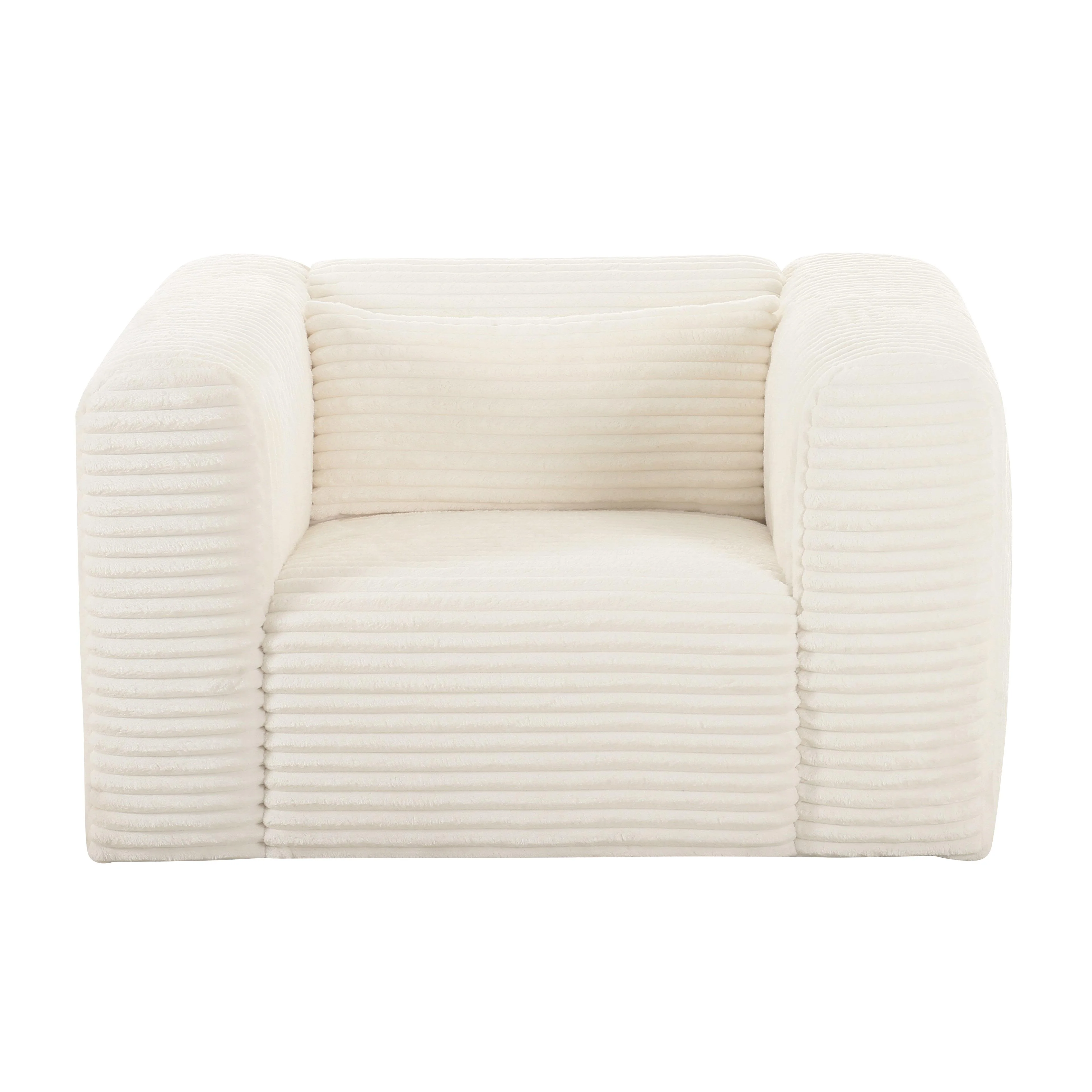 Tarra Fluffy Oversized Cream Corduroy Armchair - Image 3