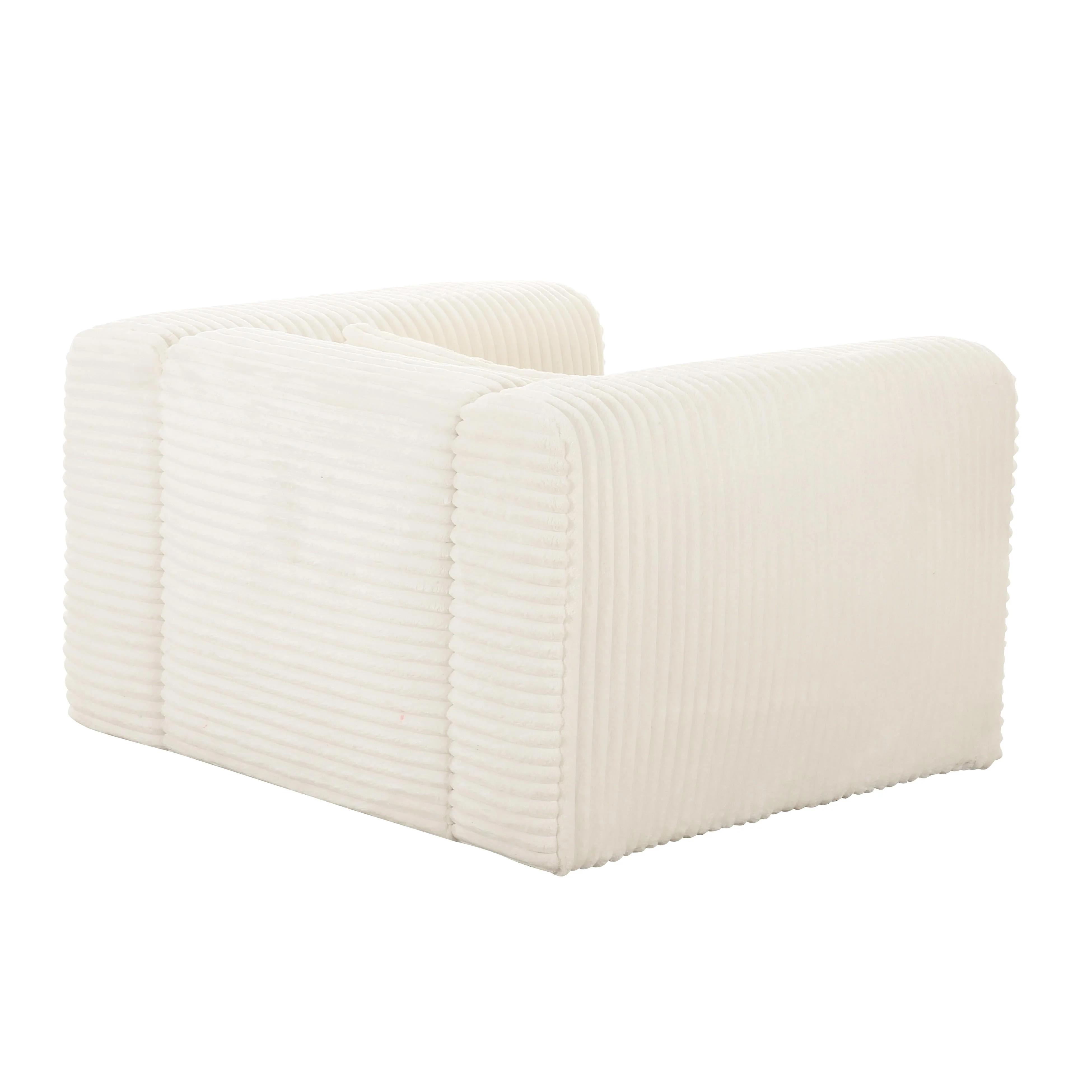 Tarra Fluffy Oversized Cream Corduroy Armchair - Image 4