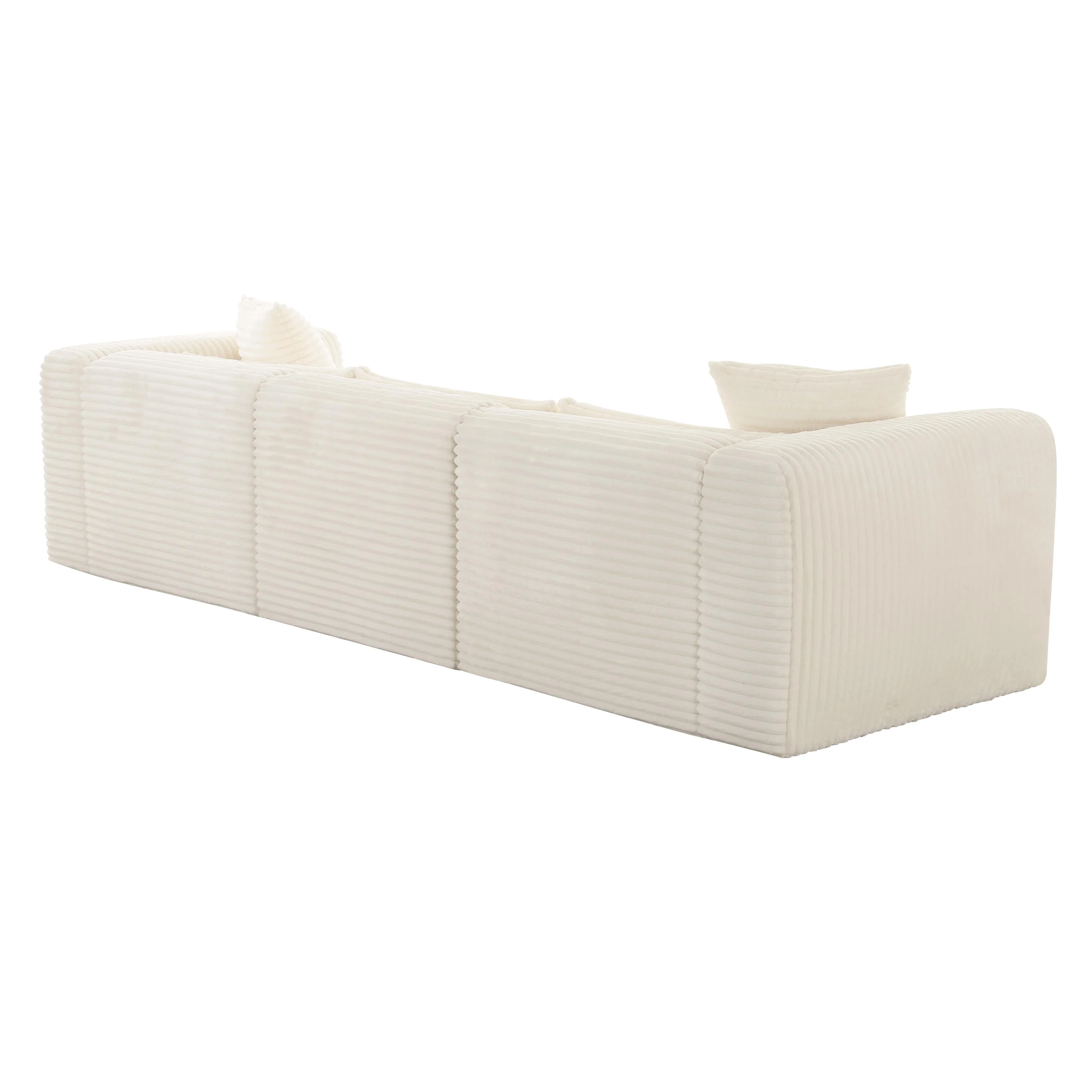 Tarra Fluffy Oversized Cream Corduroy Modular Sofa - Image 3