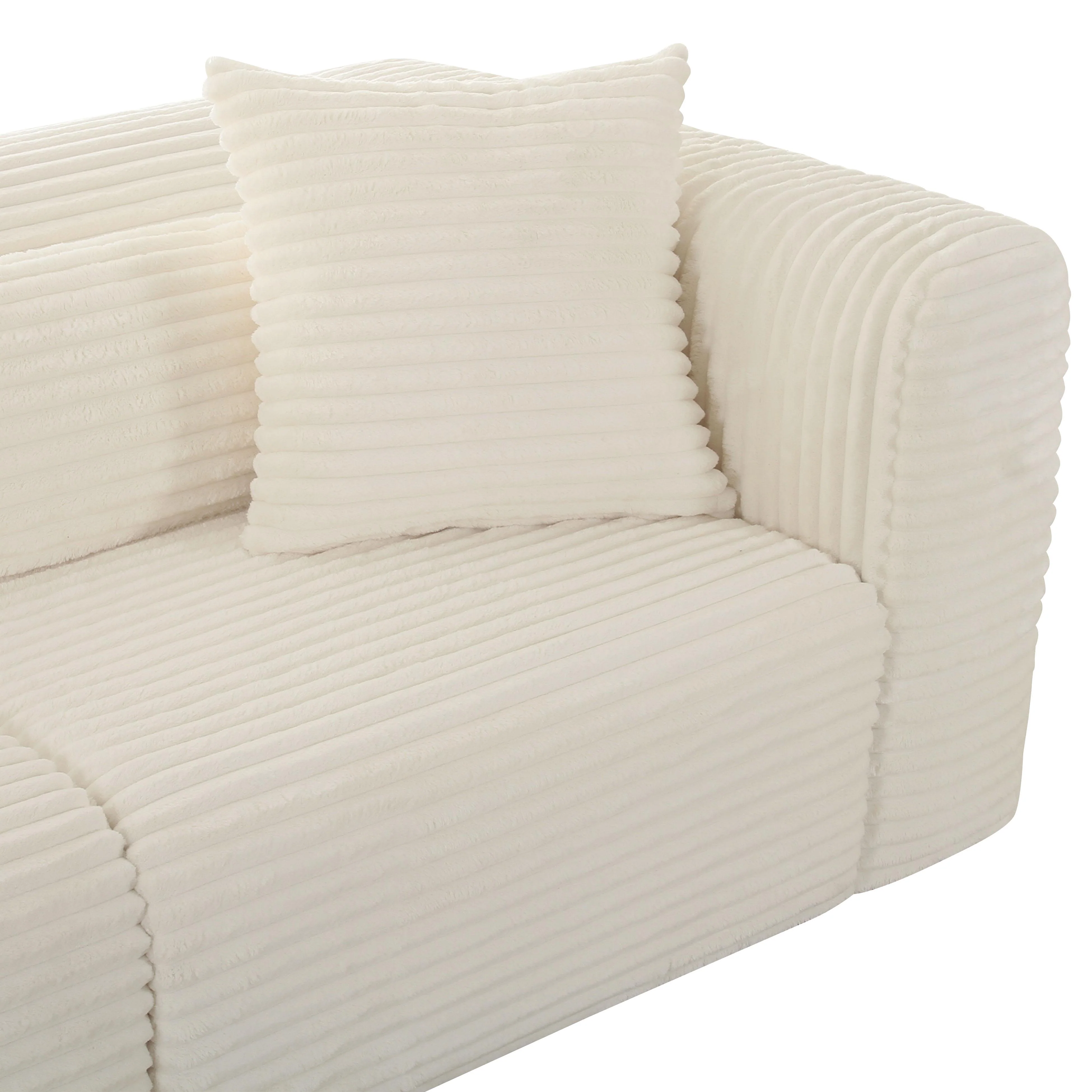 Tarra Fluffy Oversized Cream Corduroy Modular Sofa - Image 4