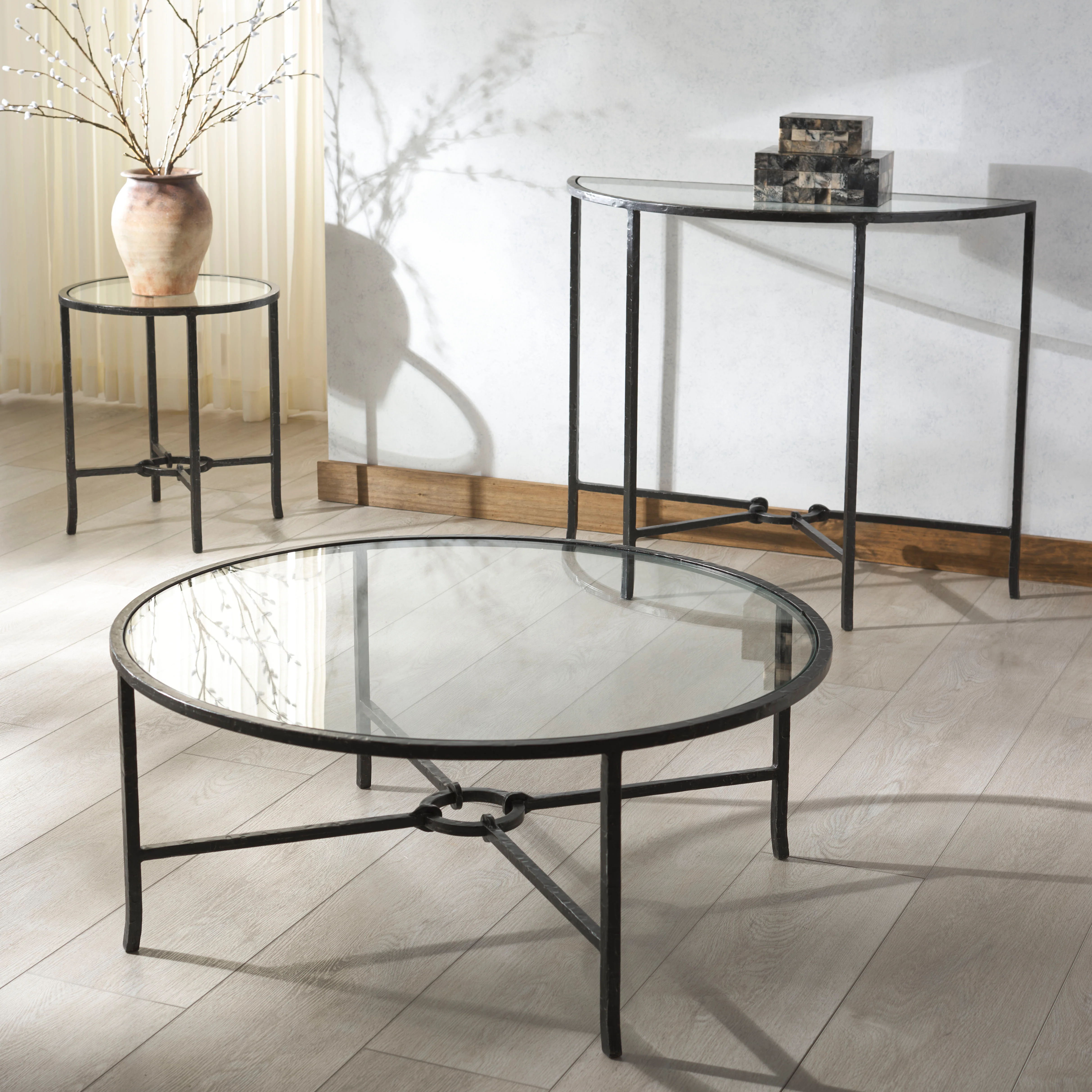 Tauri Forged Metal Half Moon Console Table - Image 29