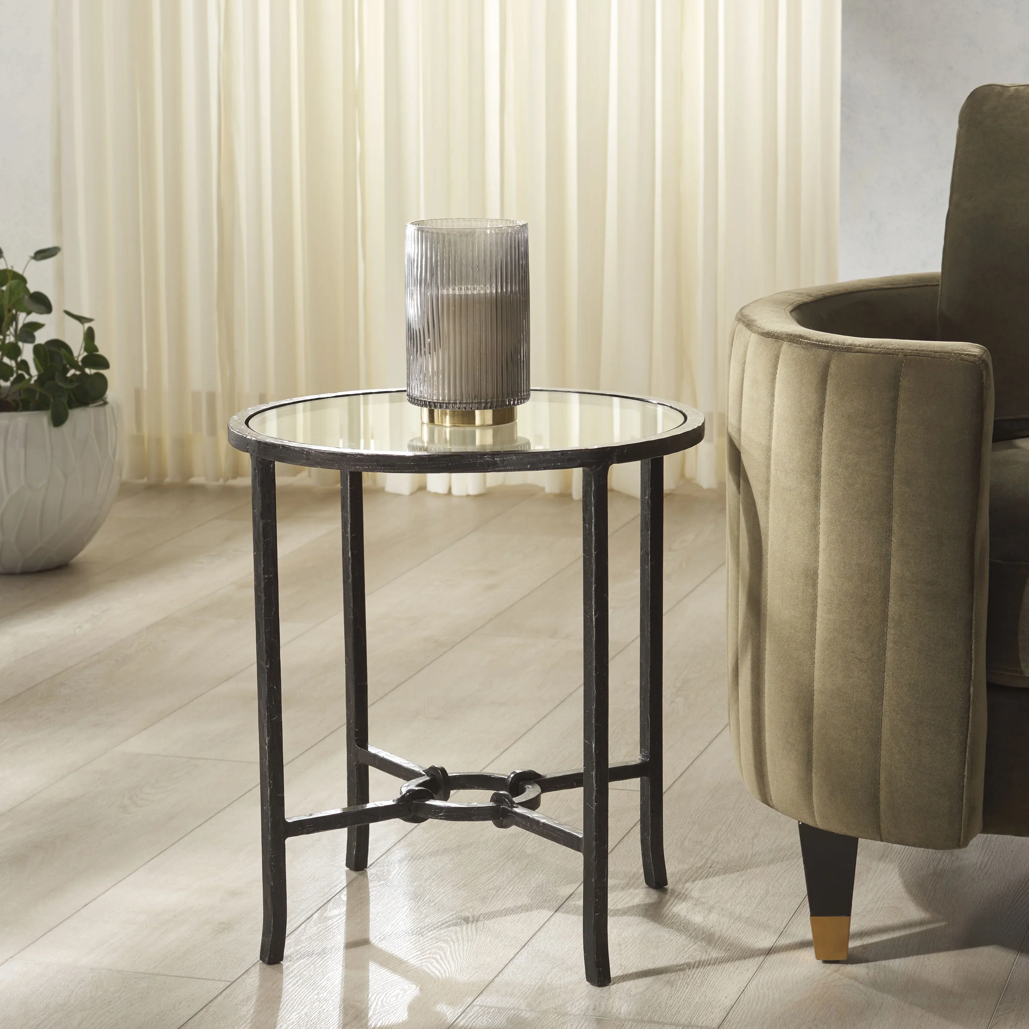 Tauri Forged Metal Round Accent Table - Image 11