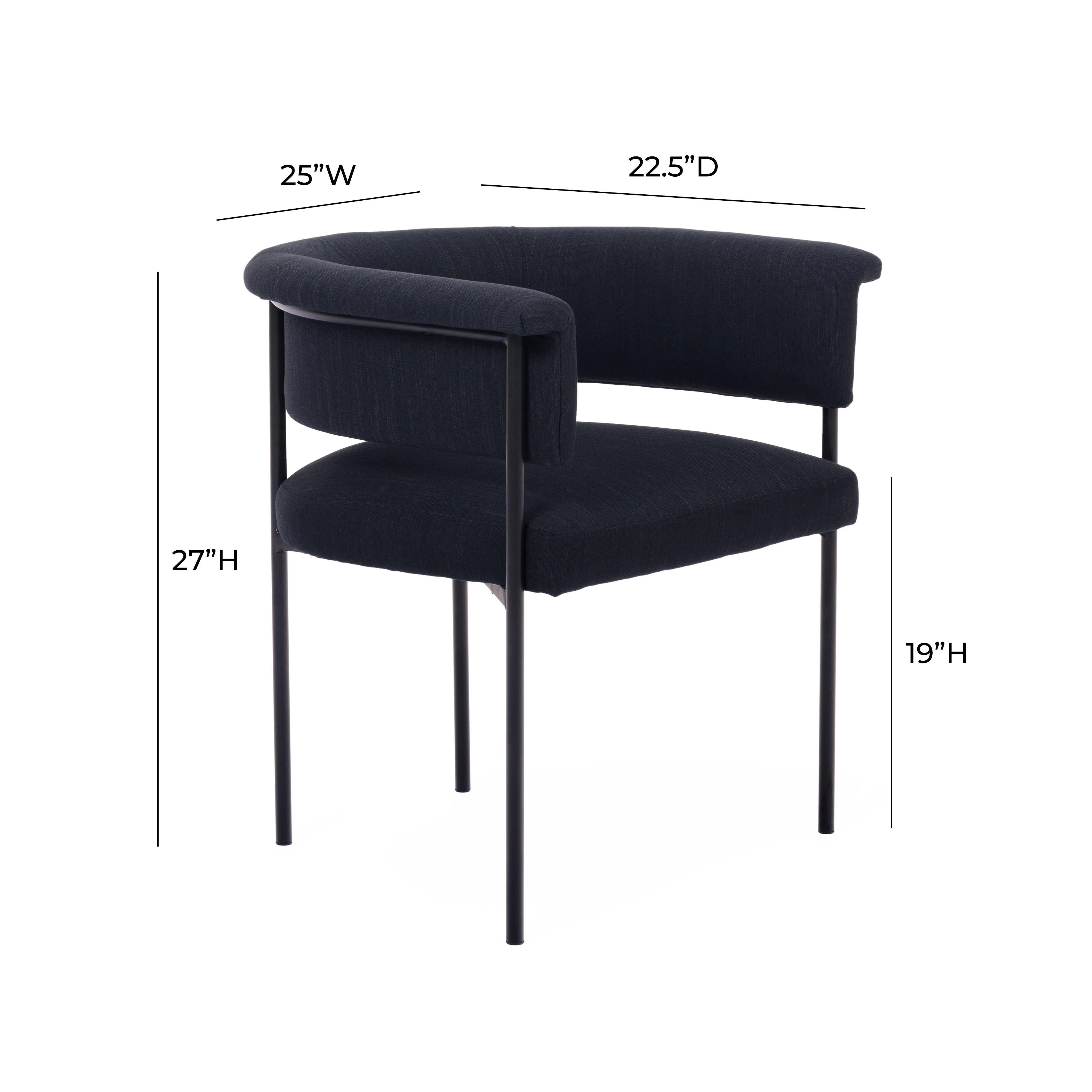 Taylor Black Performance Linen Dining Chair - Set of 2 - Image 7