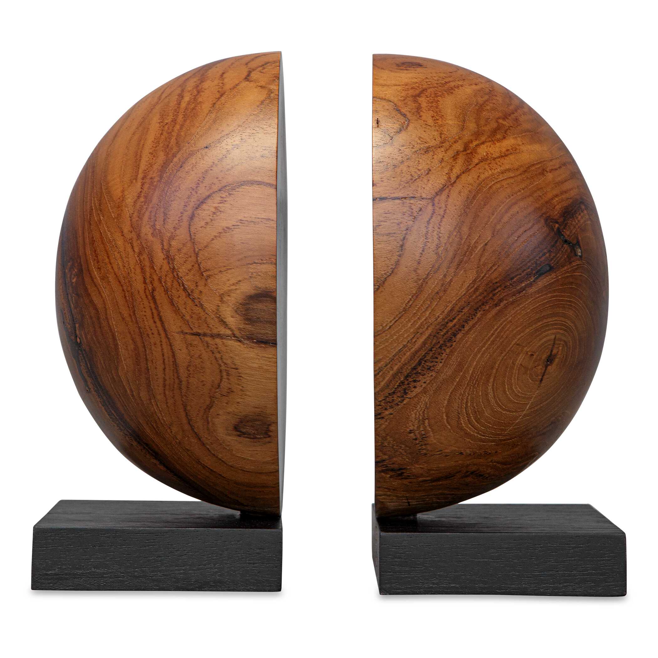 Teak And Noir Bookends - Set of 2