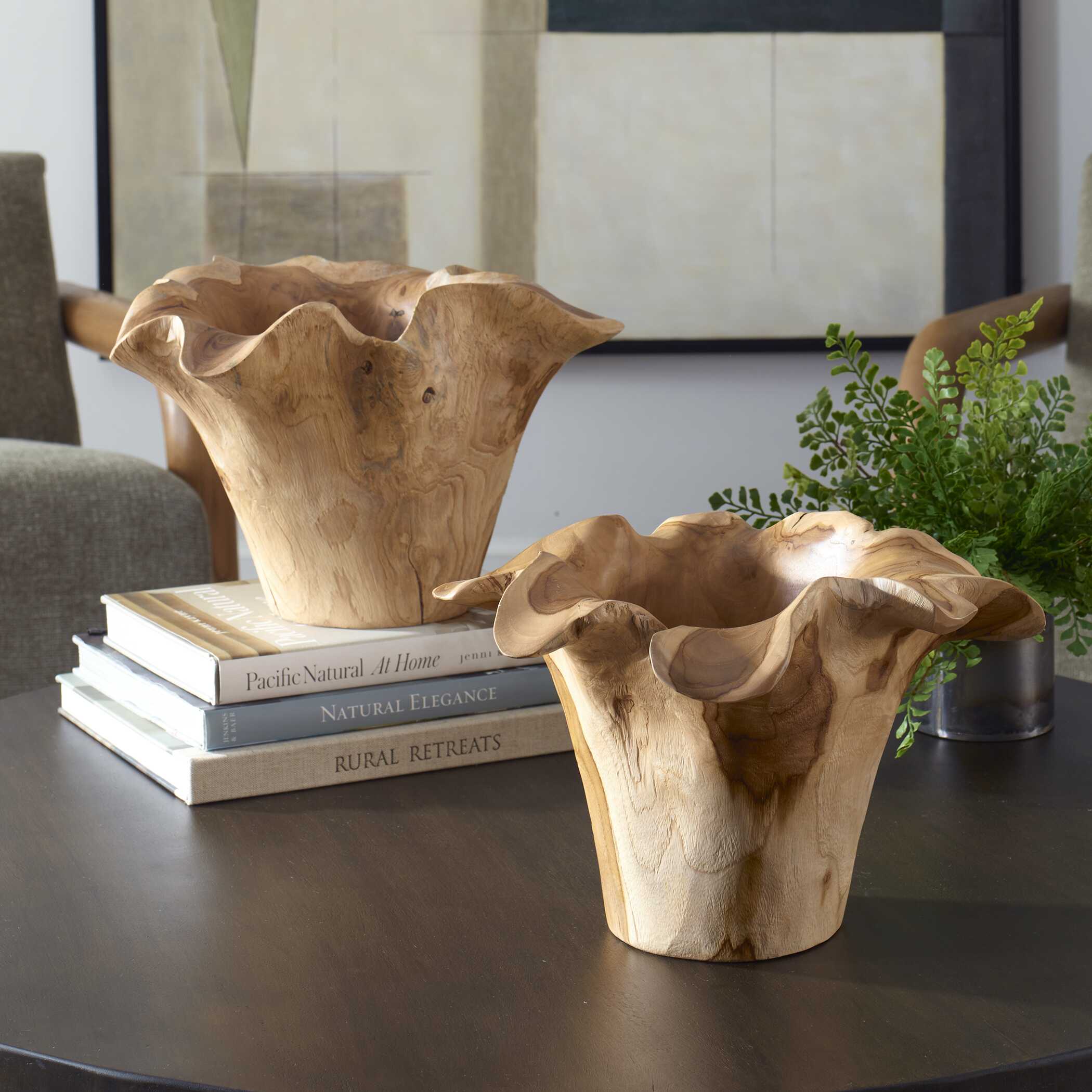Teak Flow Natural Outdoor Bowl - Image 3