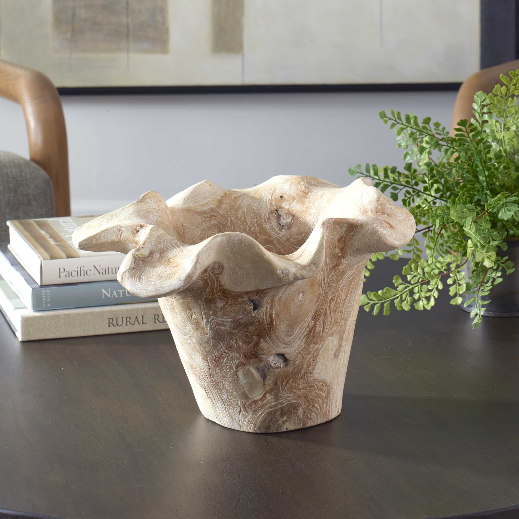 Teak Flow White Wash Outdoor Bowl - Image 2