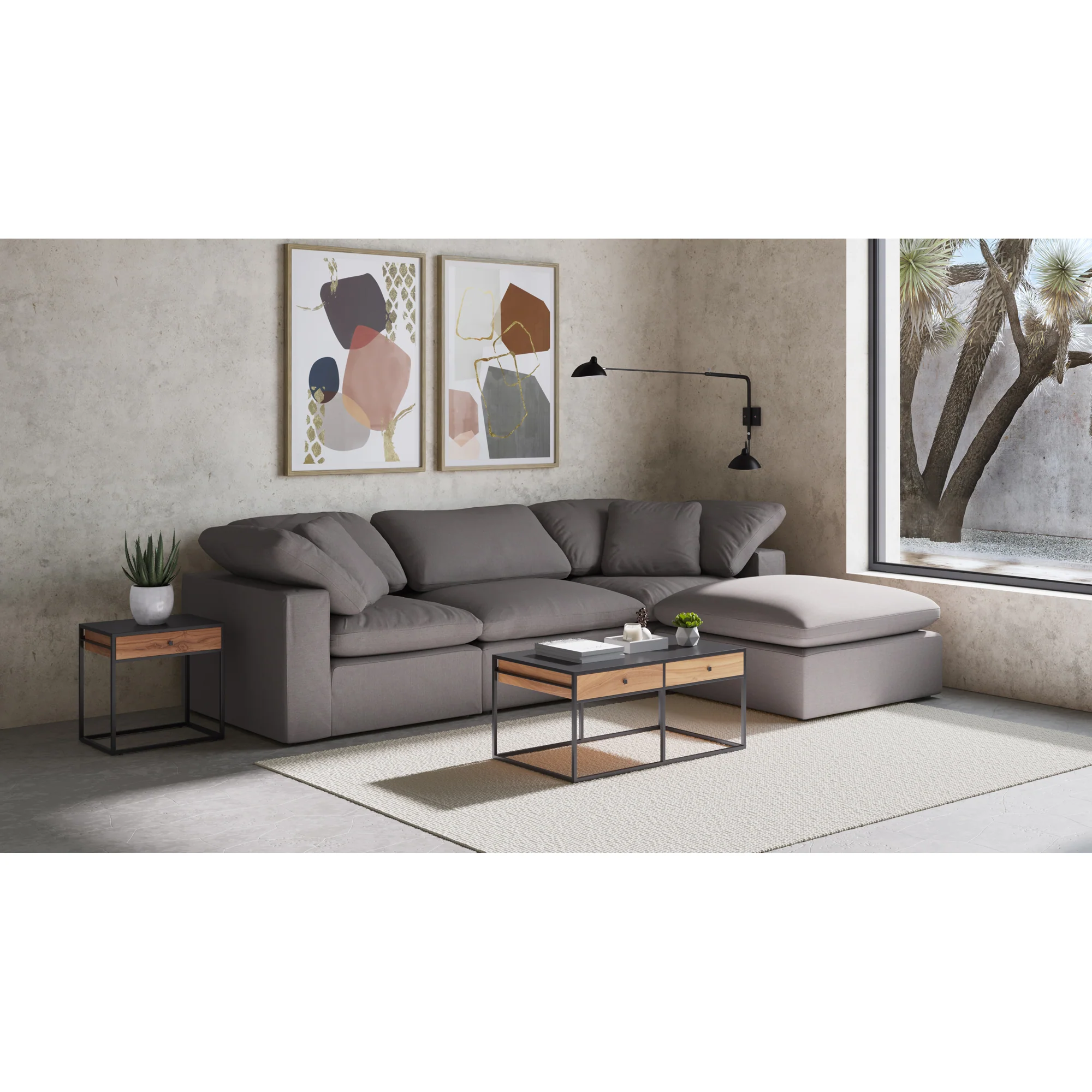 Terra Condo Corner Chair Performance Fabric Light Grey - Image 2