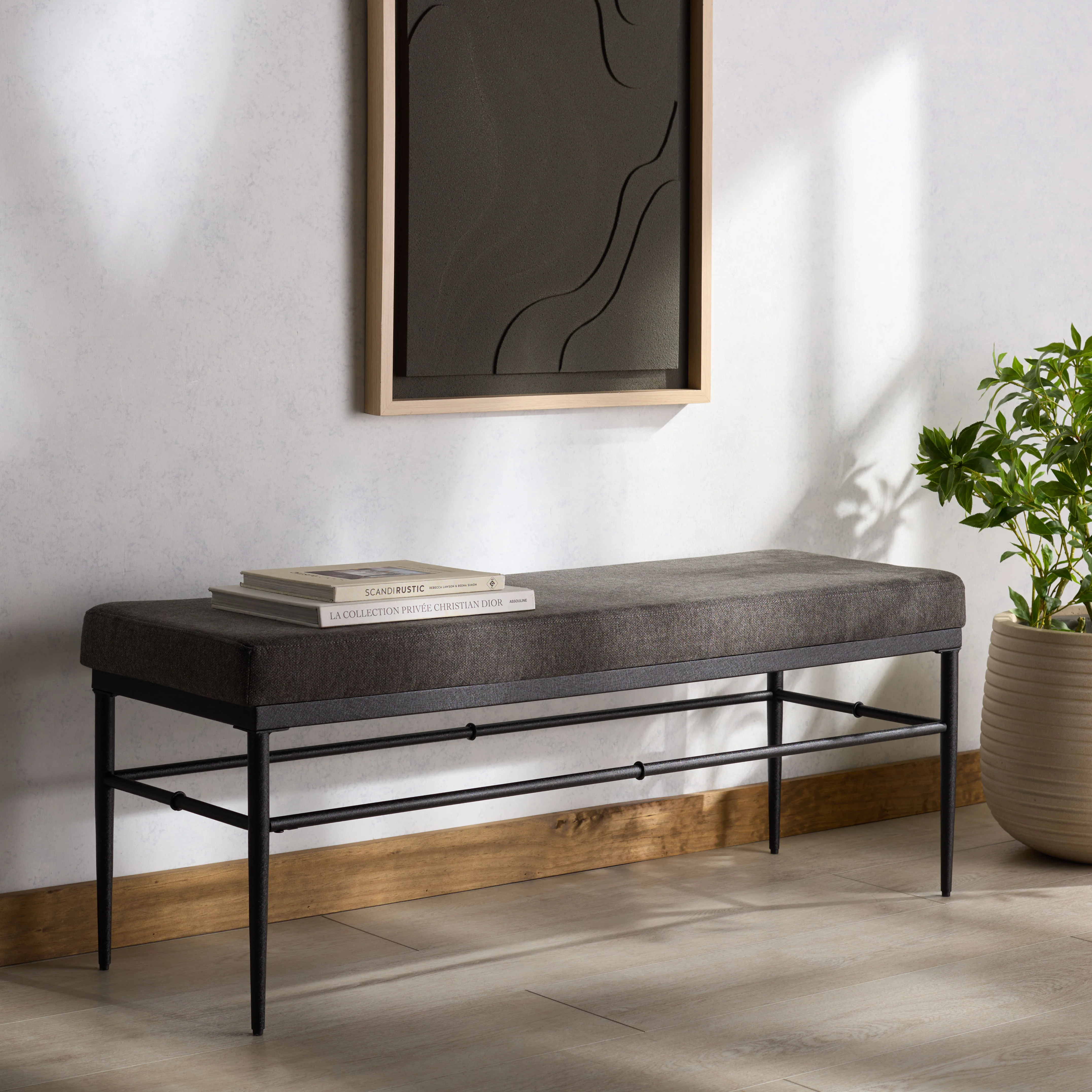 Theabella Linen And Metal Bench - Image 2