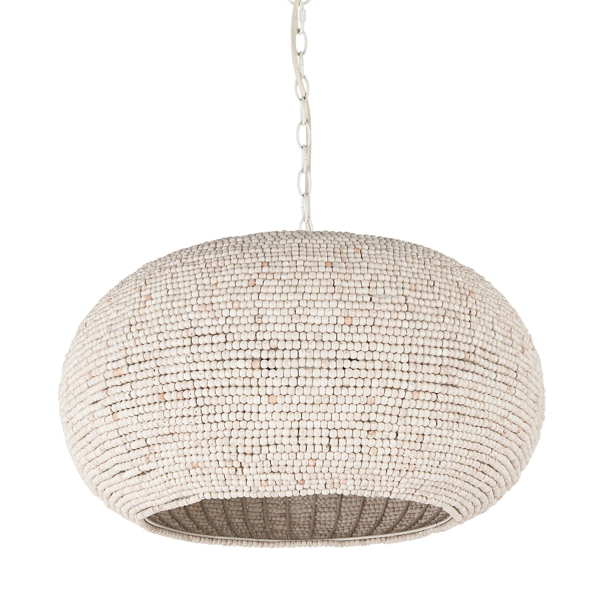 Theta 30.0 L x 30.0 W x 15.0 H White-Washed Beaded Chandelier