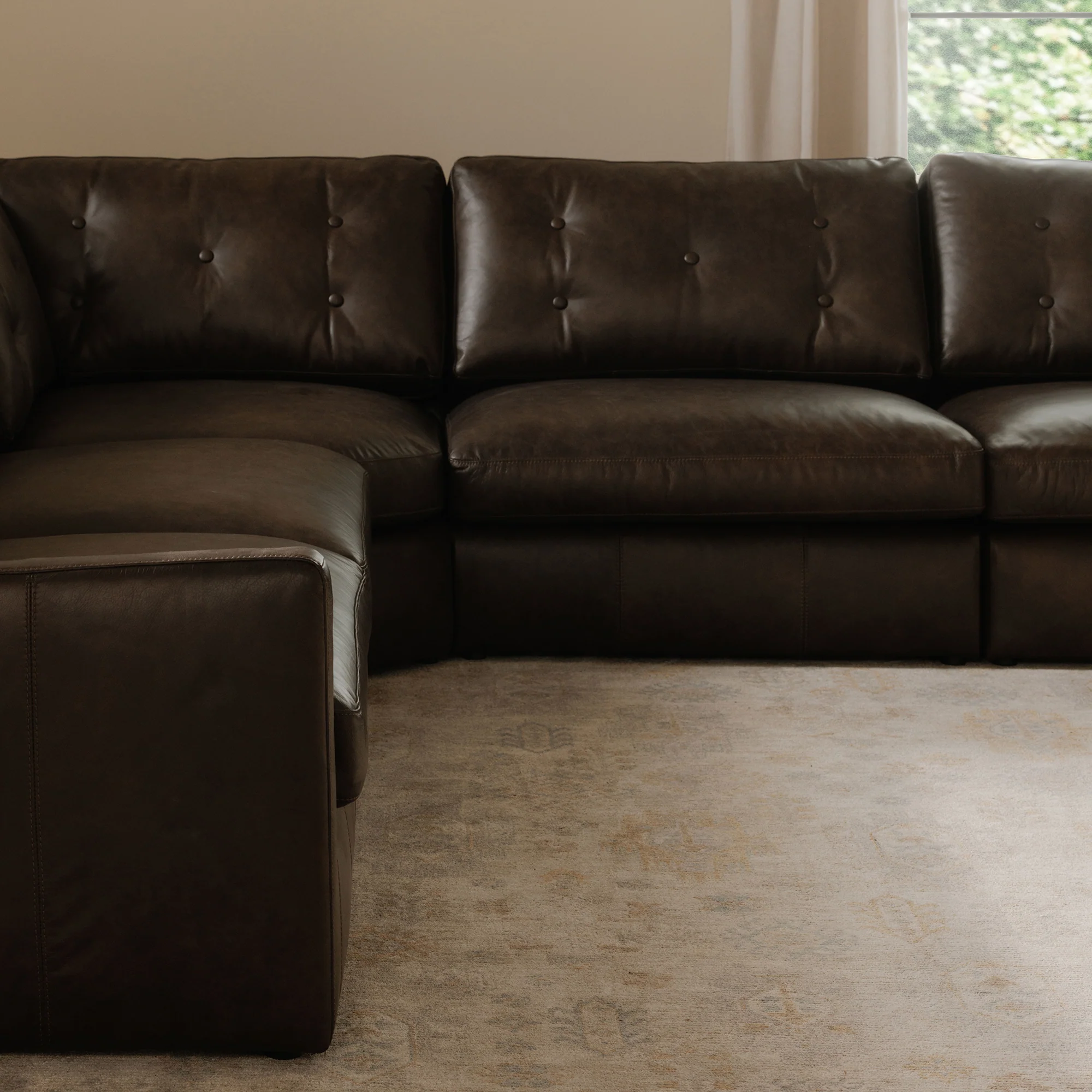 Thurlow Right Arm Facing Sofa Espresso Brown Leather - Image 2