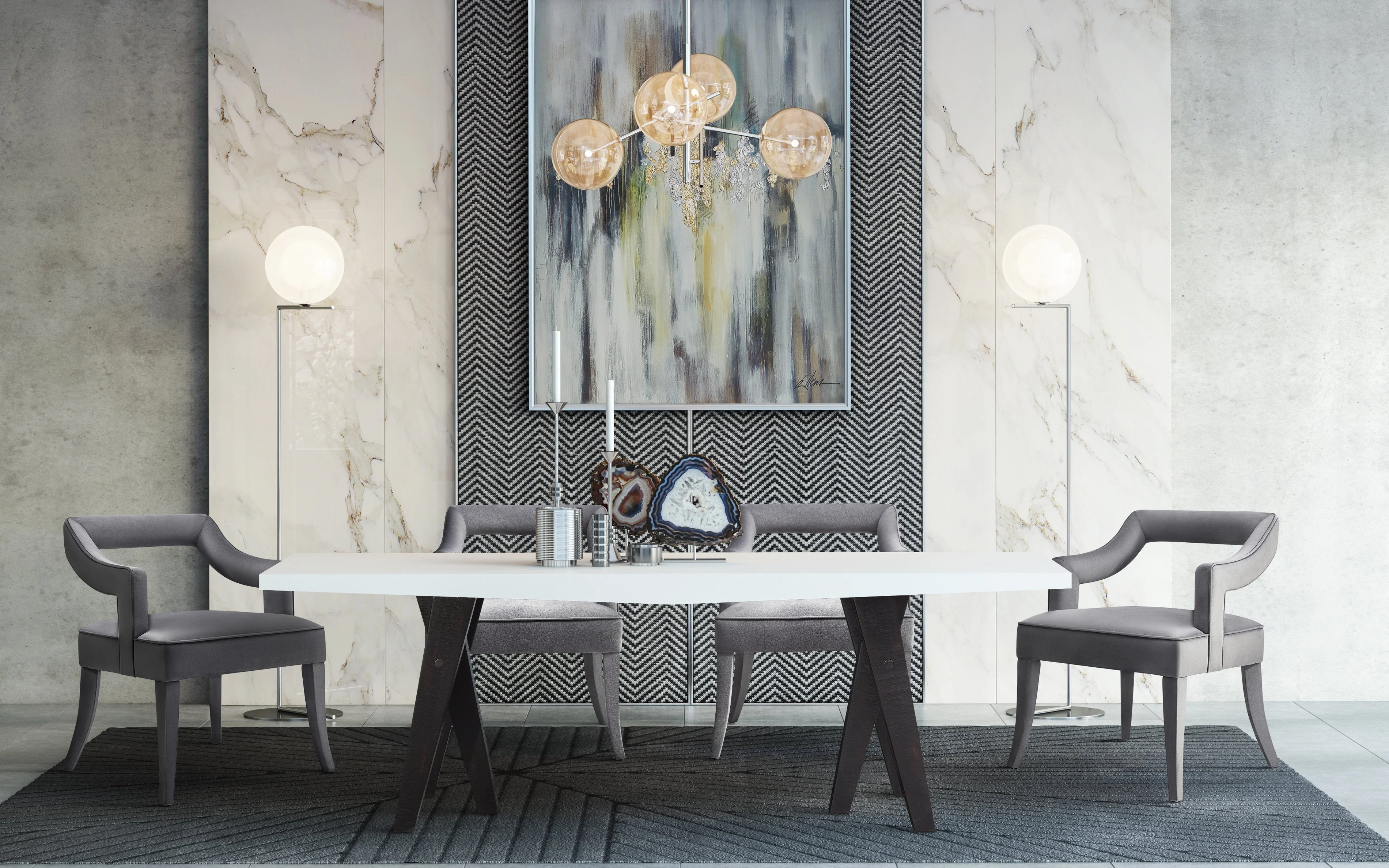 Tiffany Grey Velvet Chair - Image 2