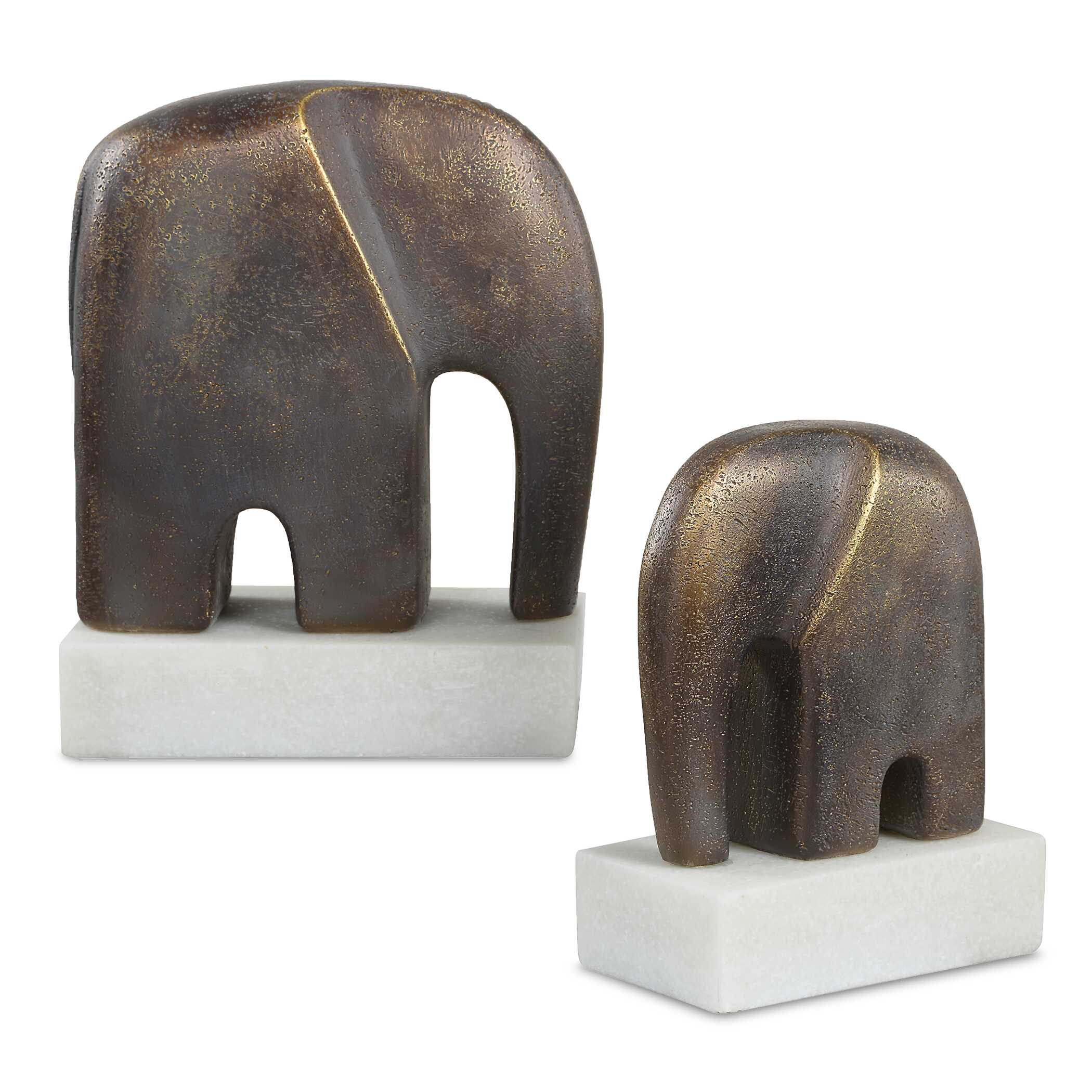 Timeless Tusk Bronze Sculptures - Set of 2