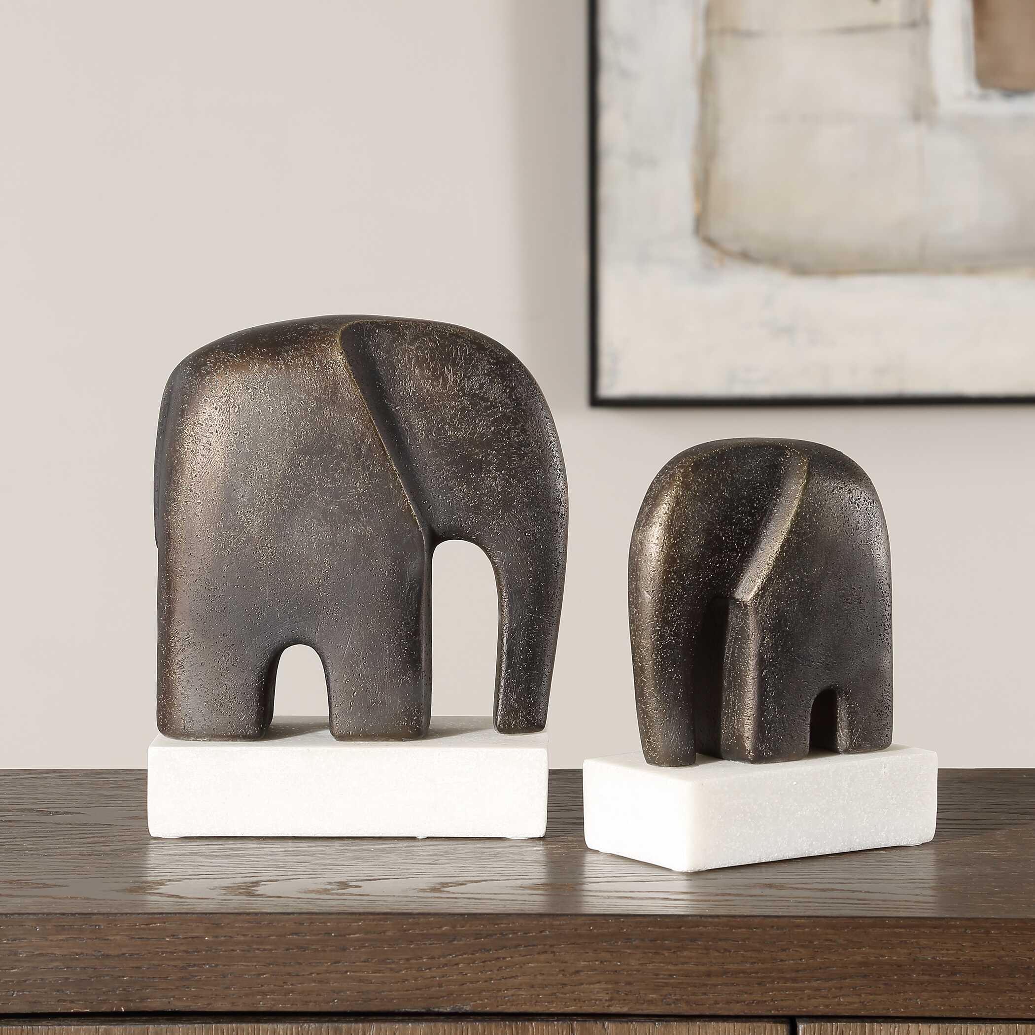 Timeless Tusk Bronze Sculptures - Set of 2 - Image 2