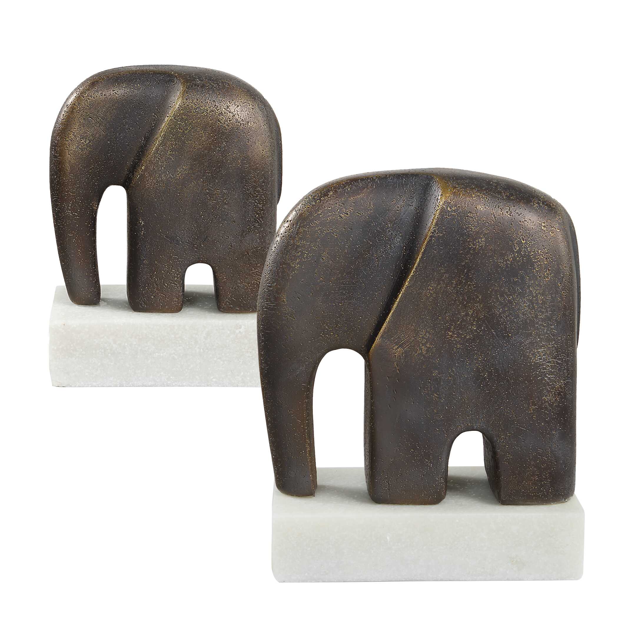 Timeless Tusk Bronze Sculptures - Set of 2 - Image 4