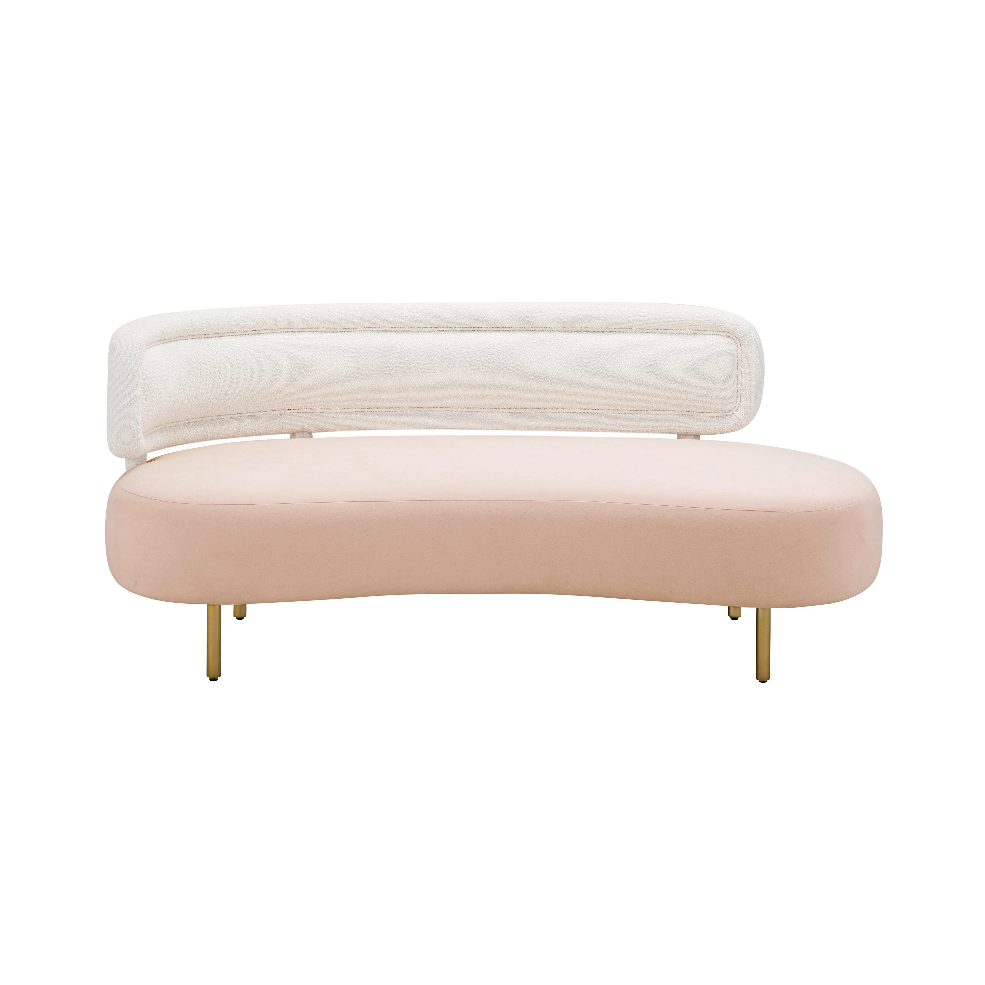 Tischa Cream Boucle & Blush Velvet Sofa - Image 3