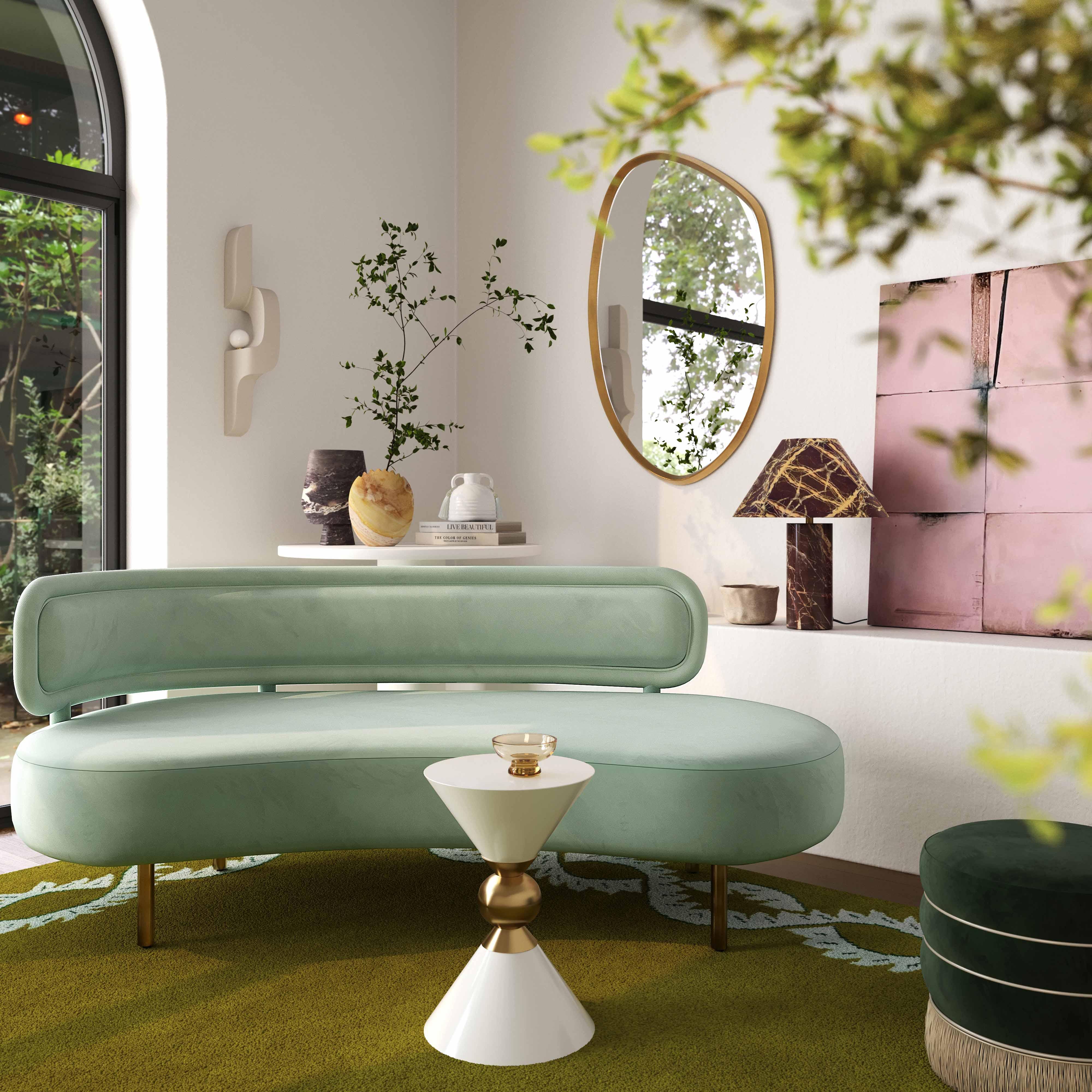 Tischa Mint Green Velvet Sofa - Image 2
