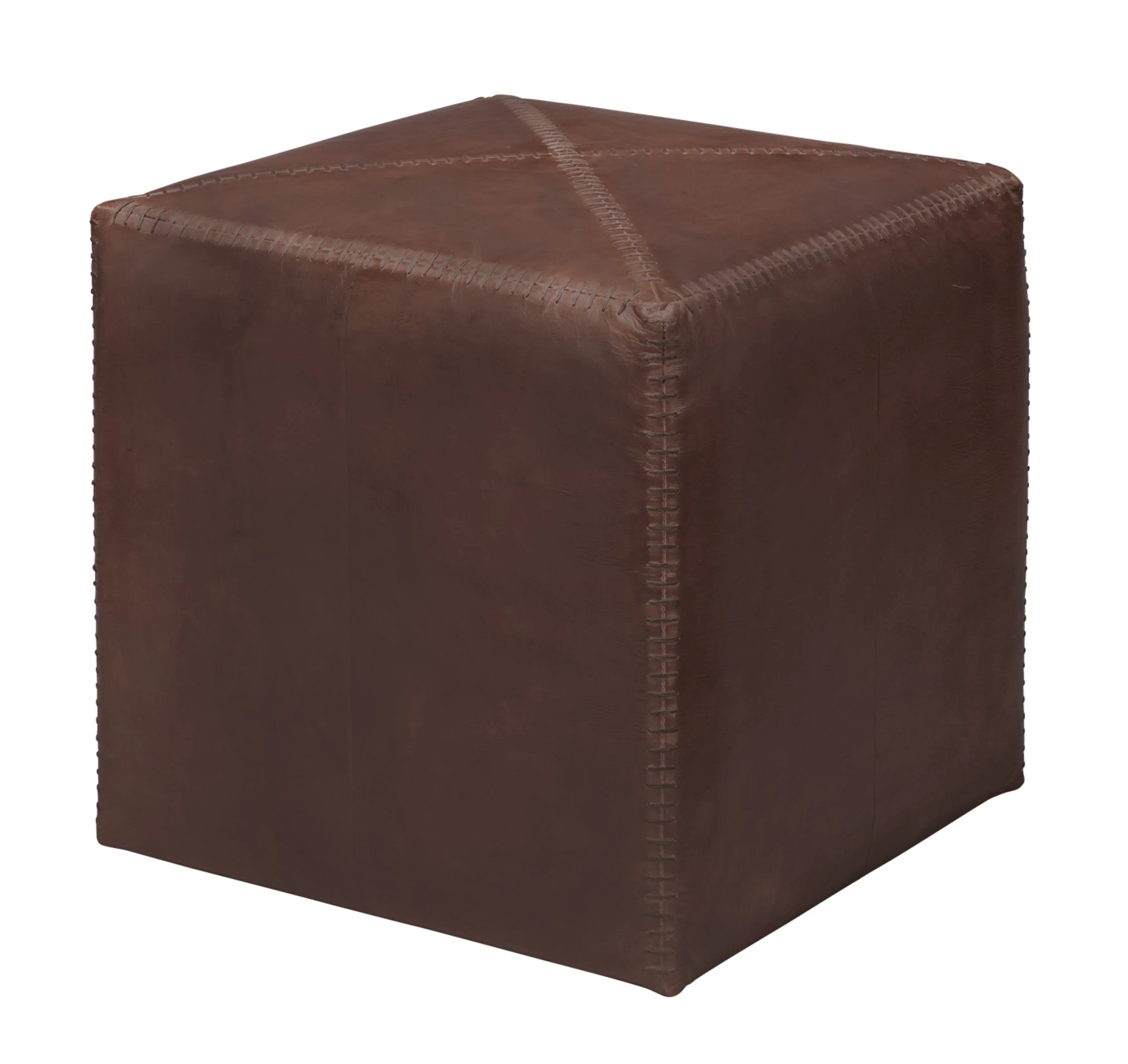 Tobacco Leather Ottoman, Small