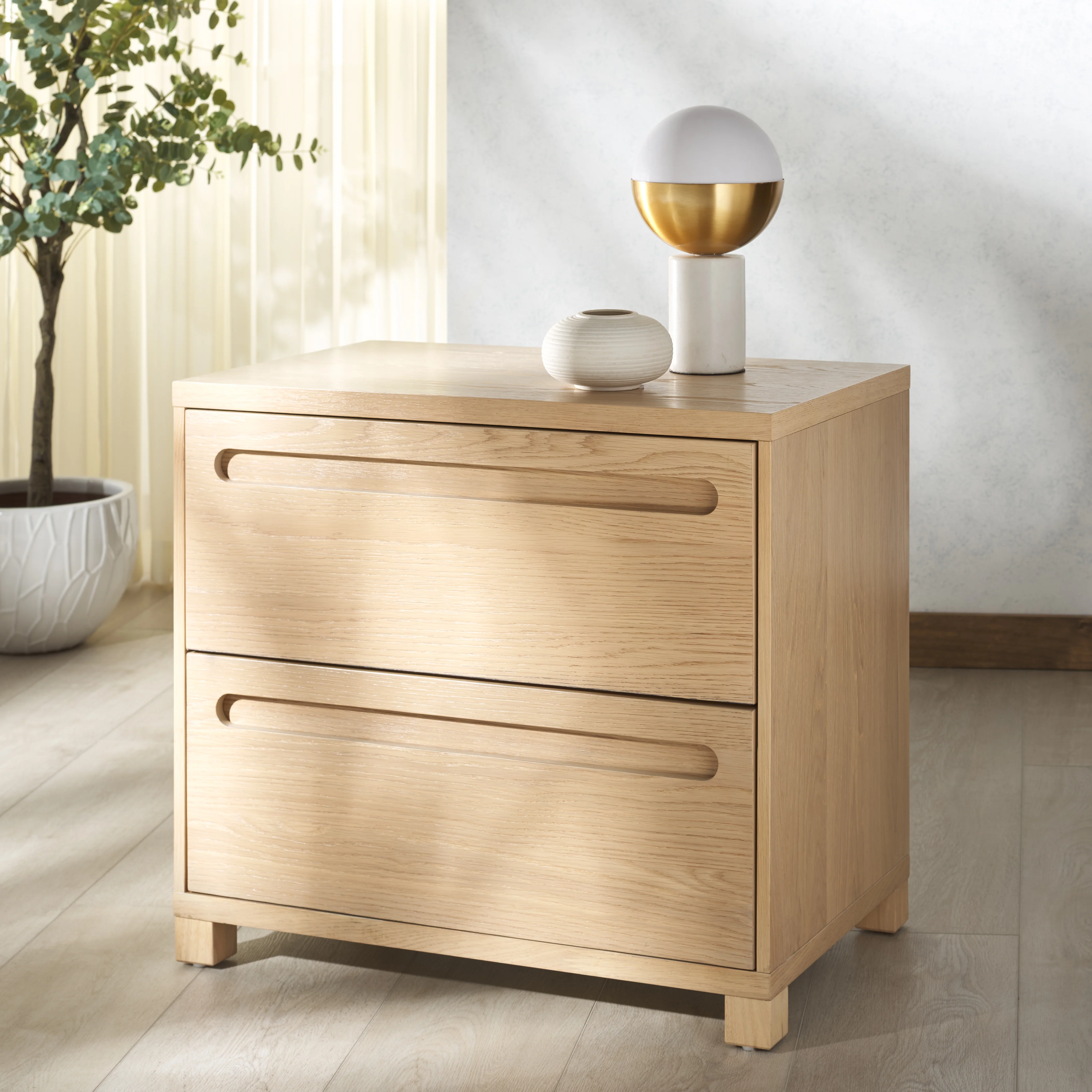 Tobiette 2 Drawer Wood Nightstand - Image 2
