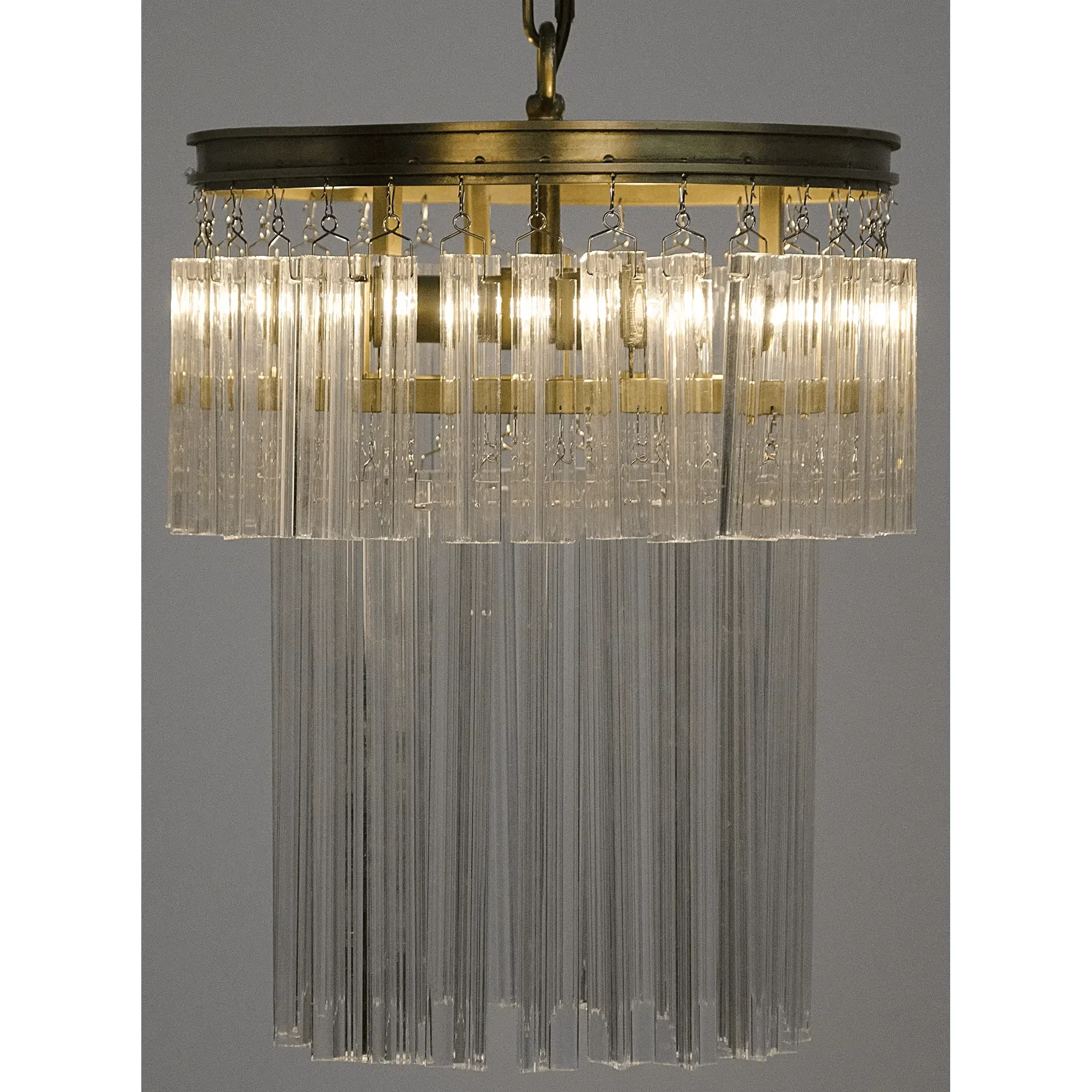 Toby Chandelier, Antique Brass and Crystal