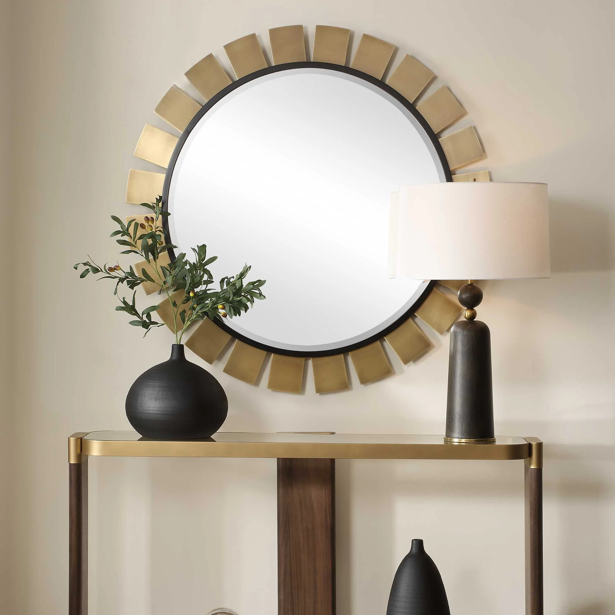 Toluca Round Brass Mirror - Image 2