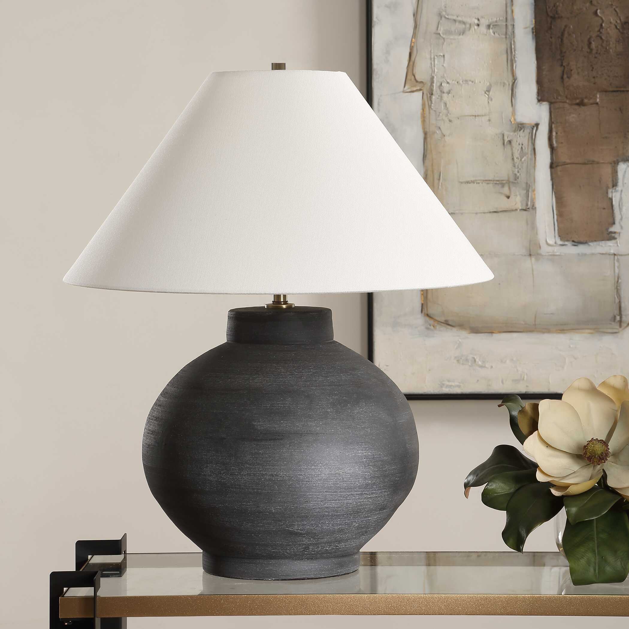 Tramore Rustic Charcoal Table Lamp - Image 3