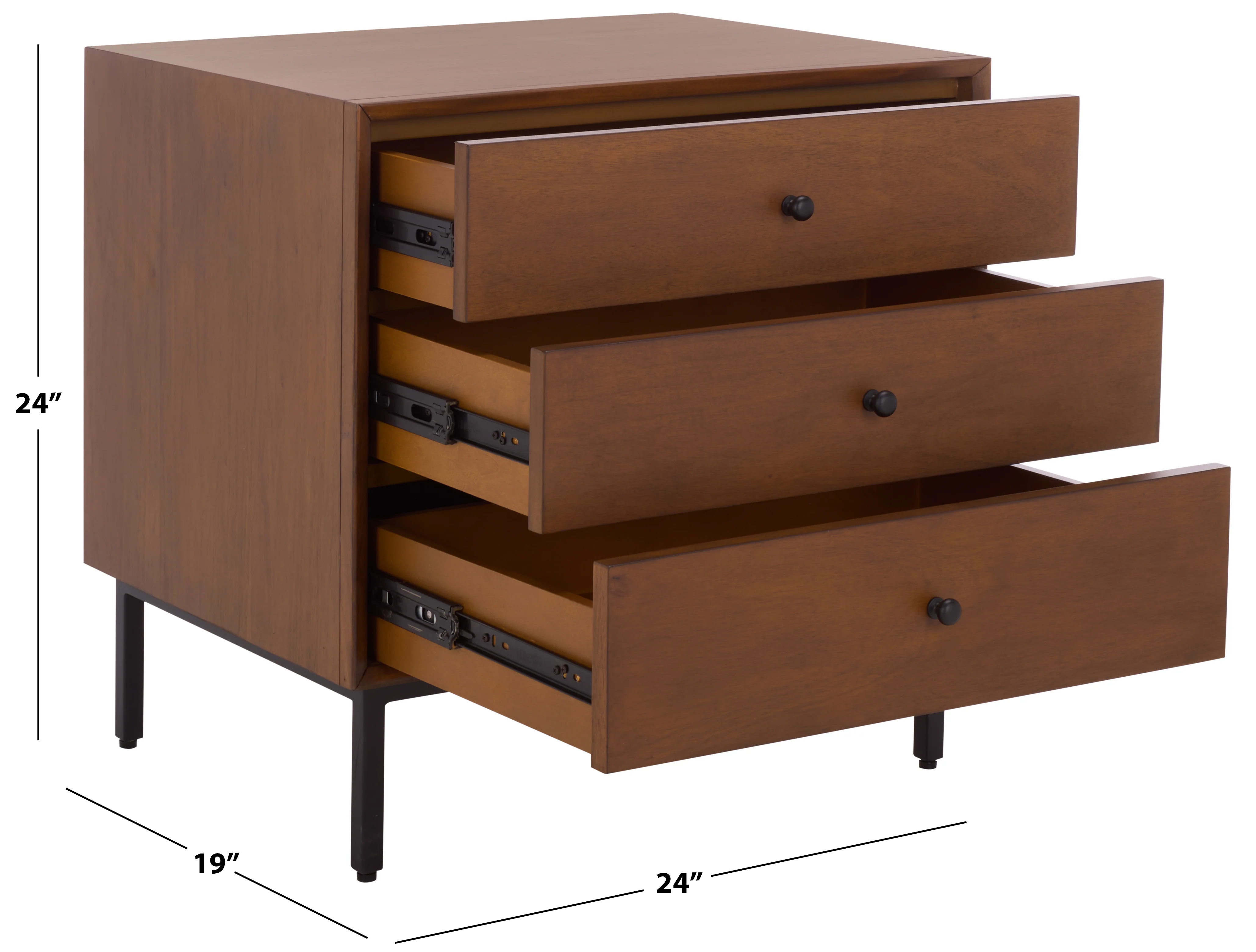Trever Wood 3 Drawer Nightstand - Image 9