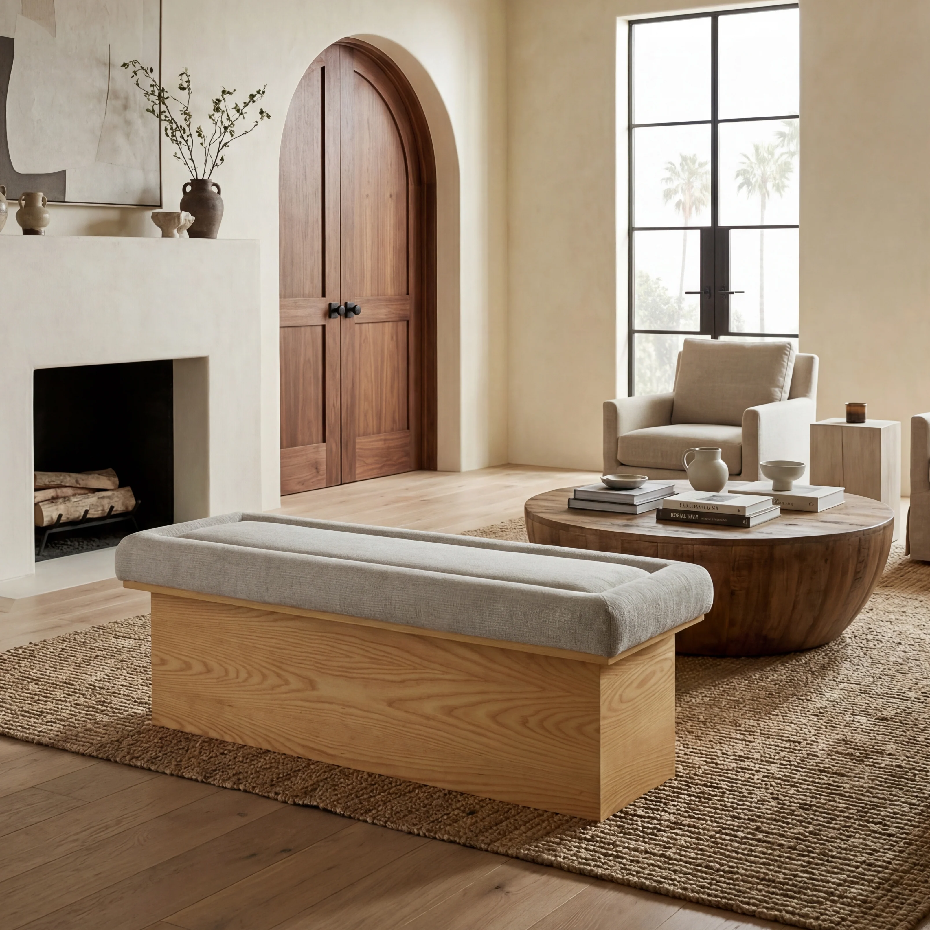 Trudy Chenille And Wood Bench - Image 10