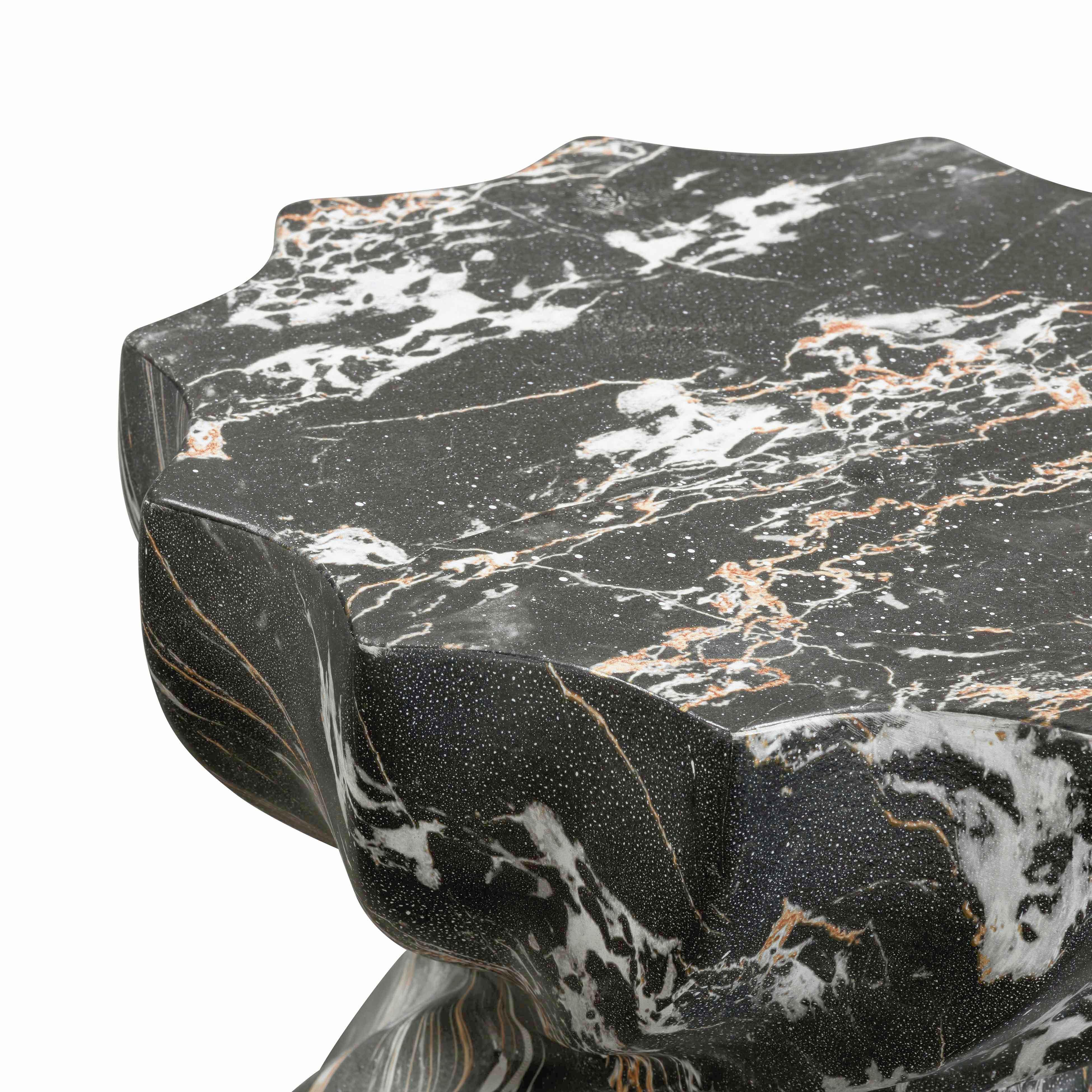 Turin Black Faux Marble Indoor / Outdoor Concrete Stool - Image 4