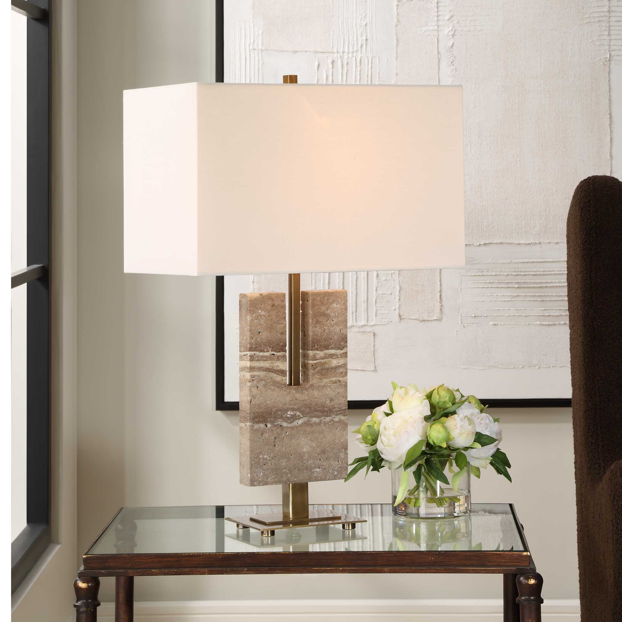 Turning Point Travertine Table Lamp - Image 2