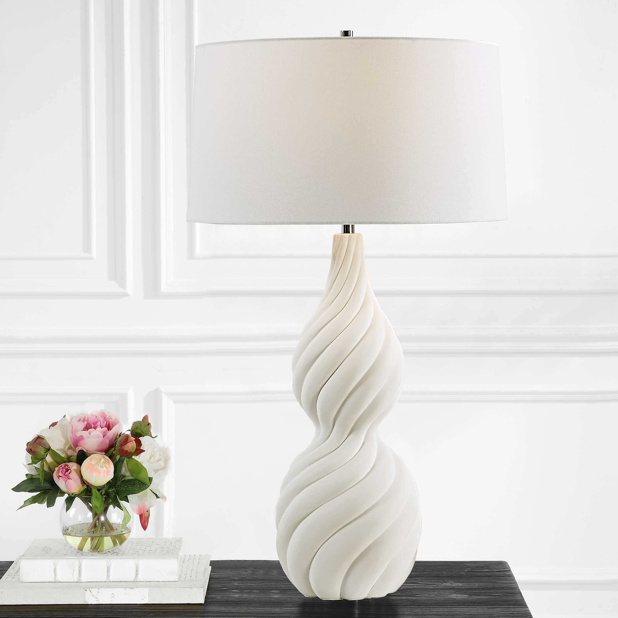 Twisted Swirl White Table Lamp - Image 2