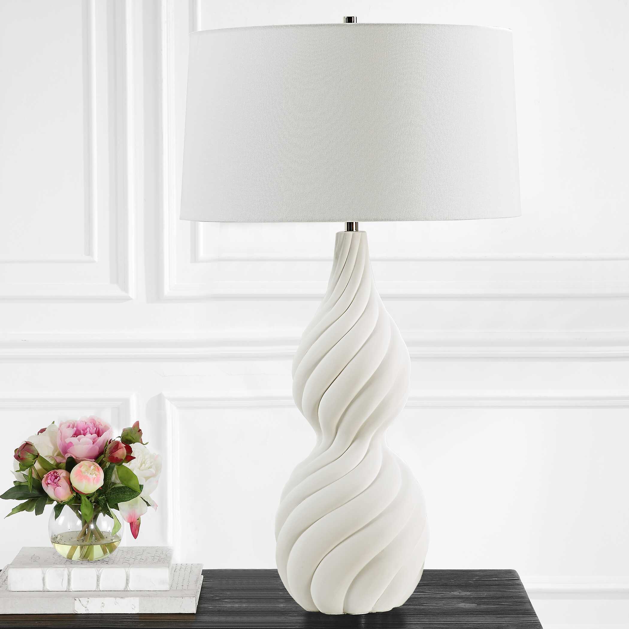 Twisted Swirl White Table Lamp - Image 3
