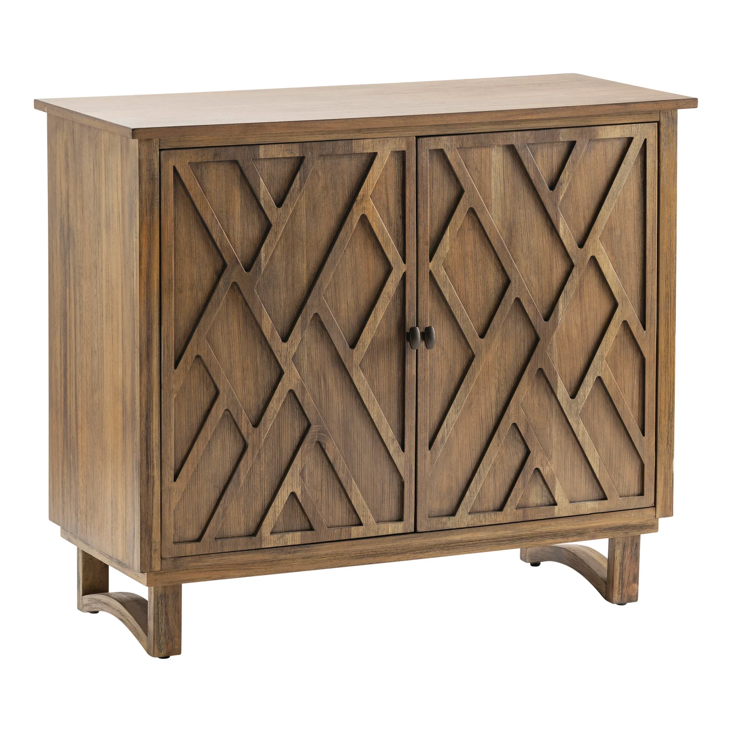 Two-Door Wood Cabinet With Carved Overlay