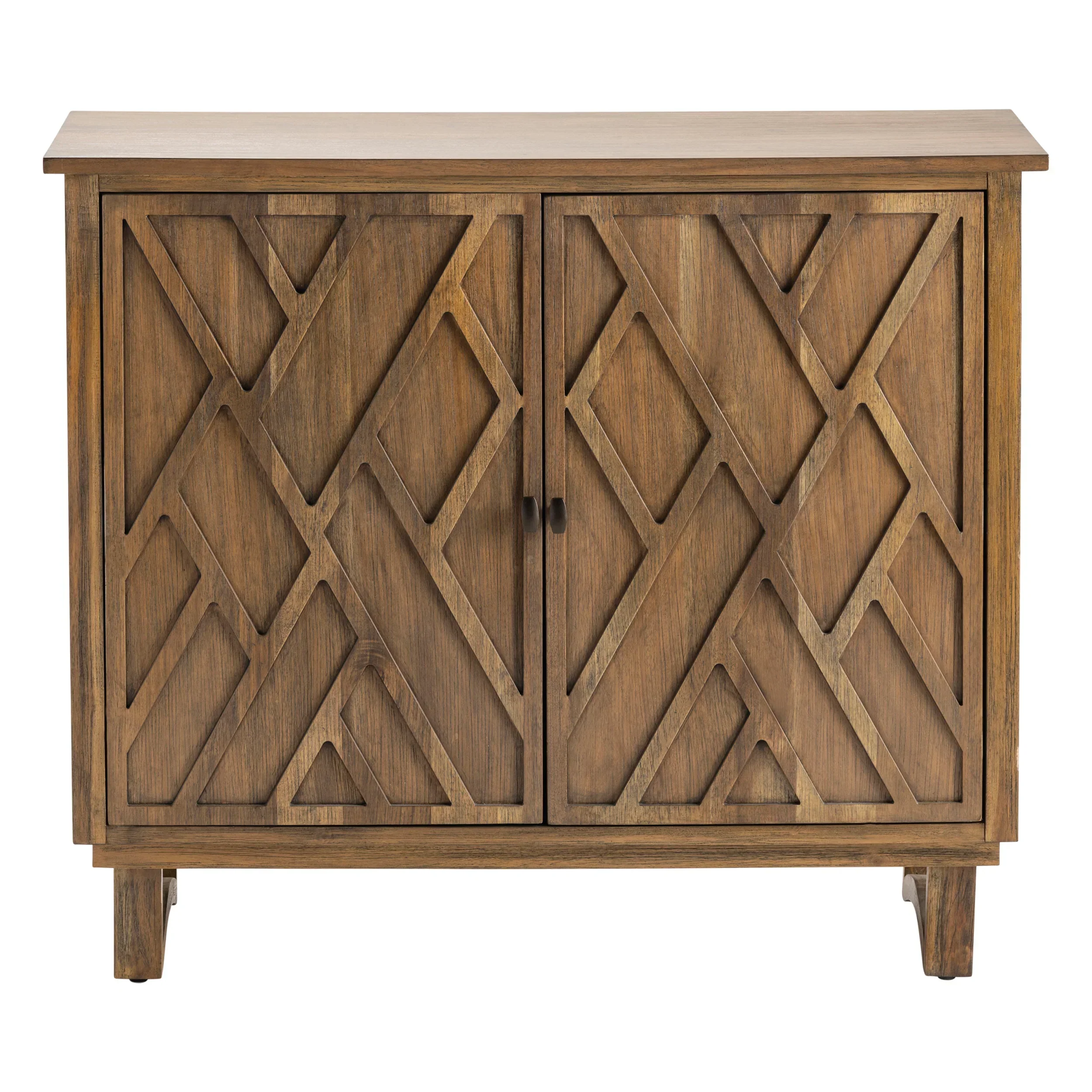 Two-Door Wood Cabinet With Carved Overlay - Image 2