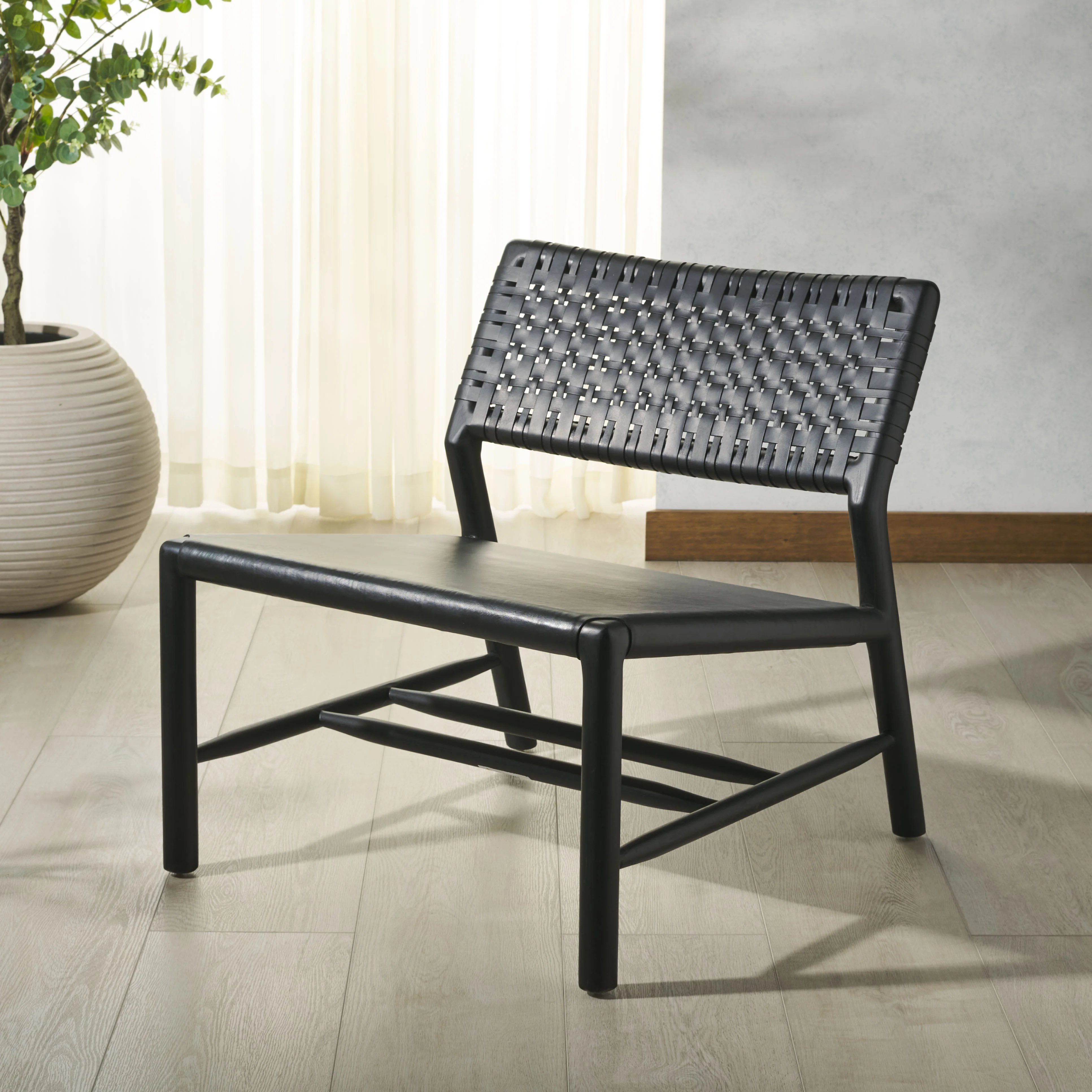 Valdina Woven Leather Acccent Chair - Image 10