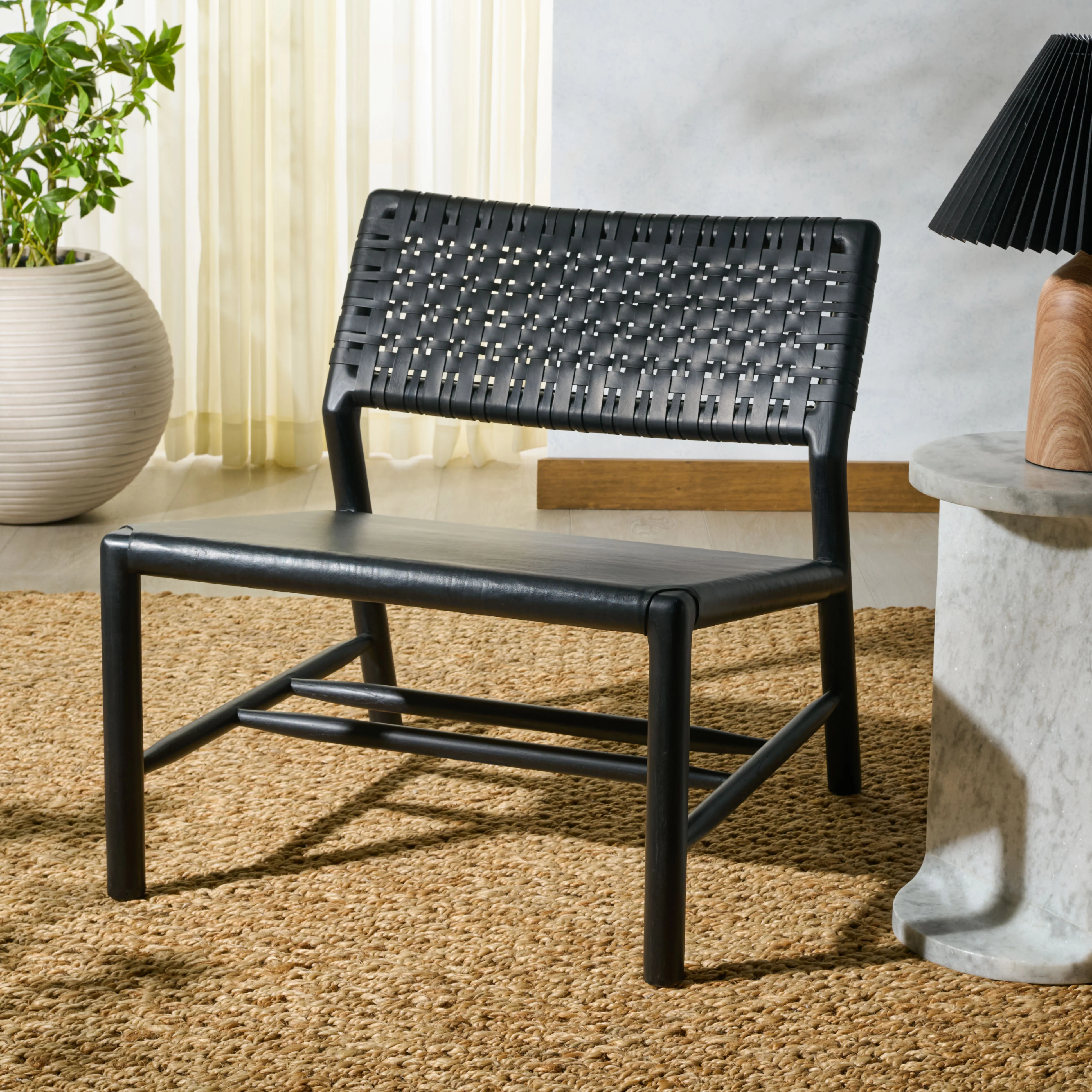 Valdina Woven Leather Acccent Chair - Image 2