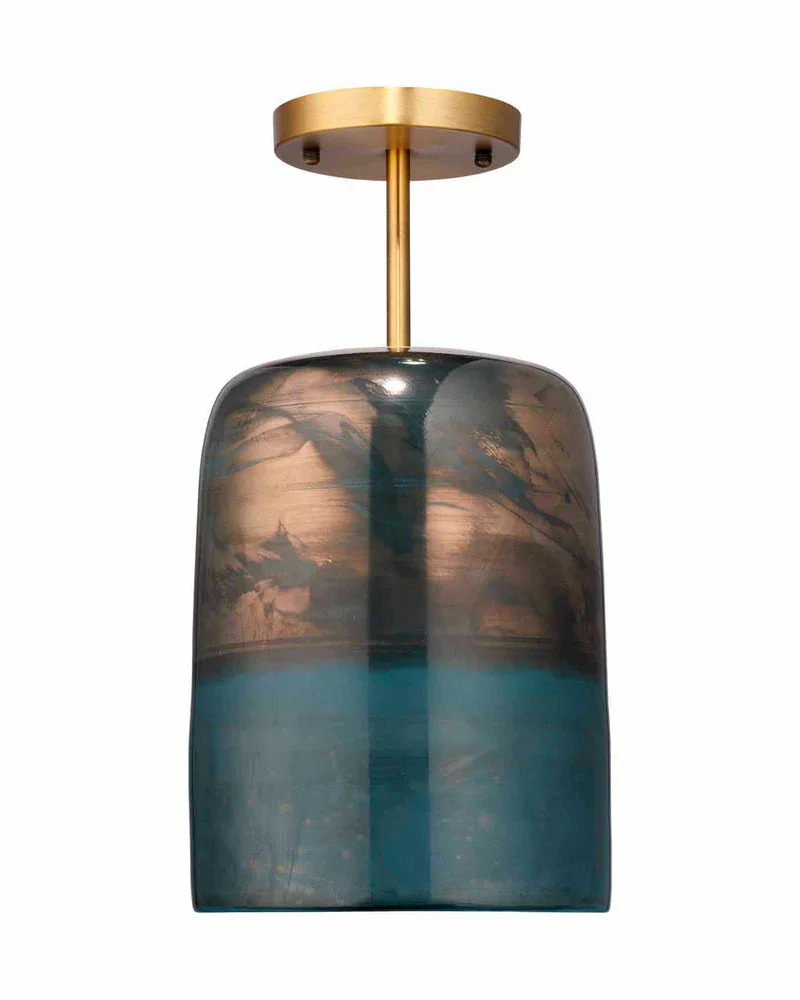 Vapor Glass Semi-Flush Mount, Aqua