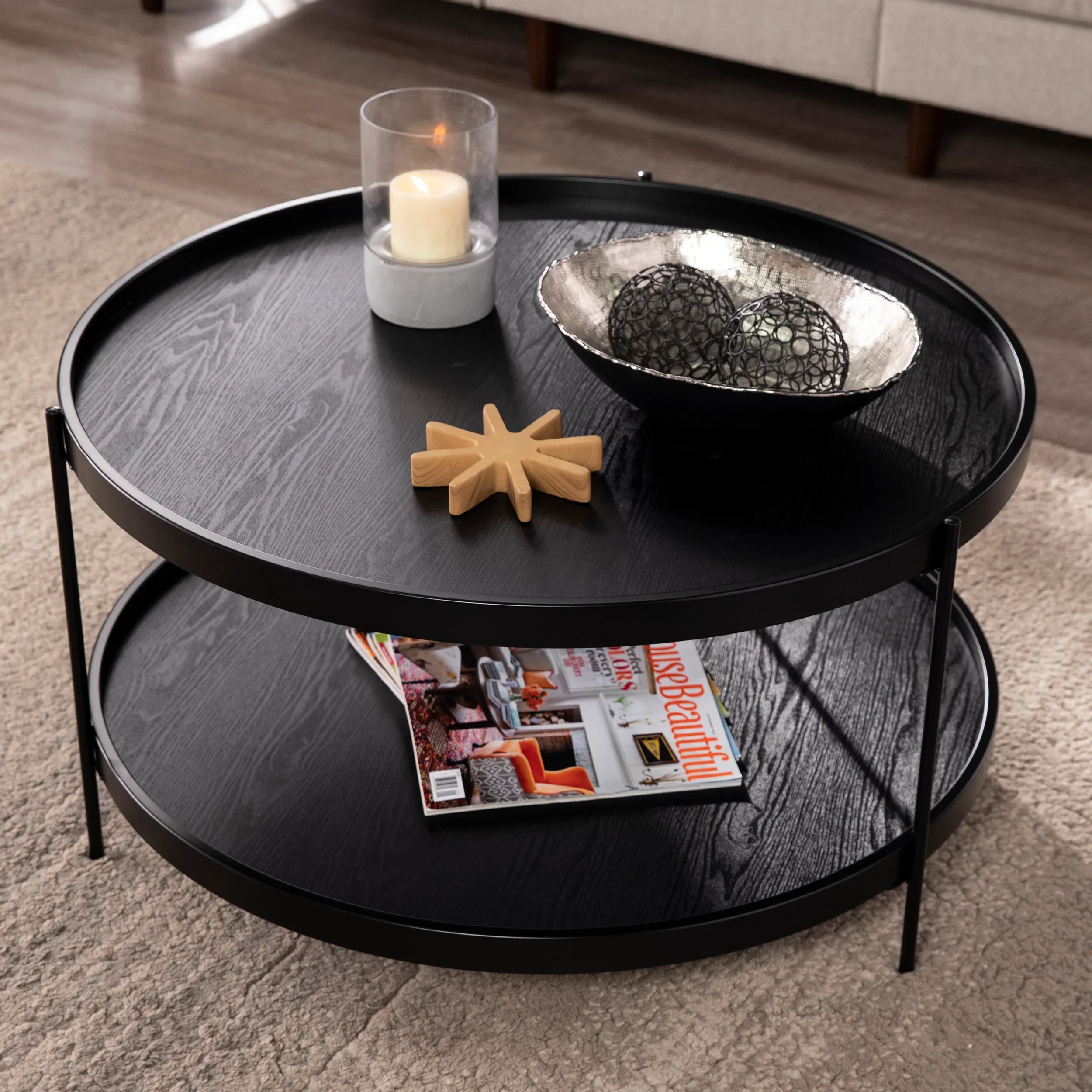 Verlington Round Farmhouse Style Cocktail Table - Image 5