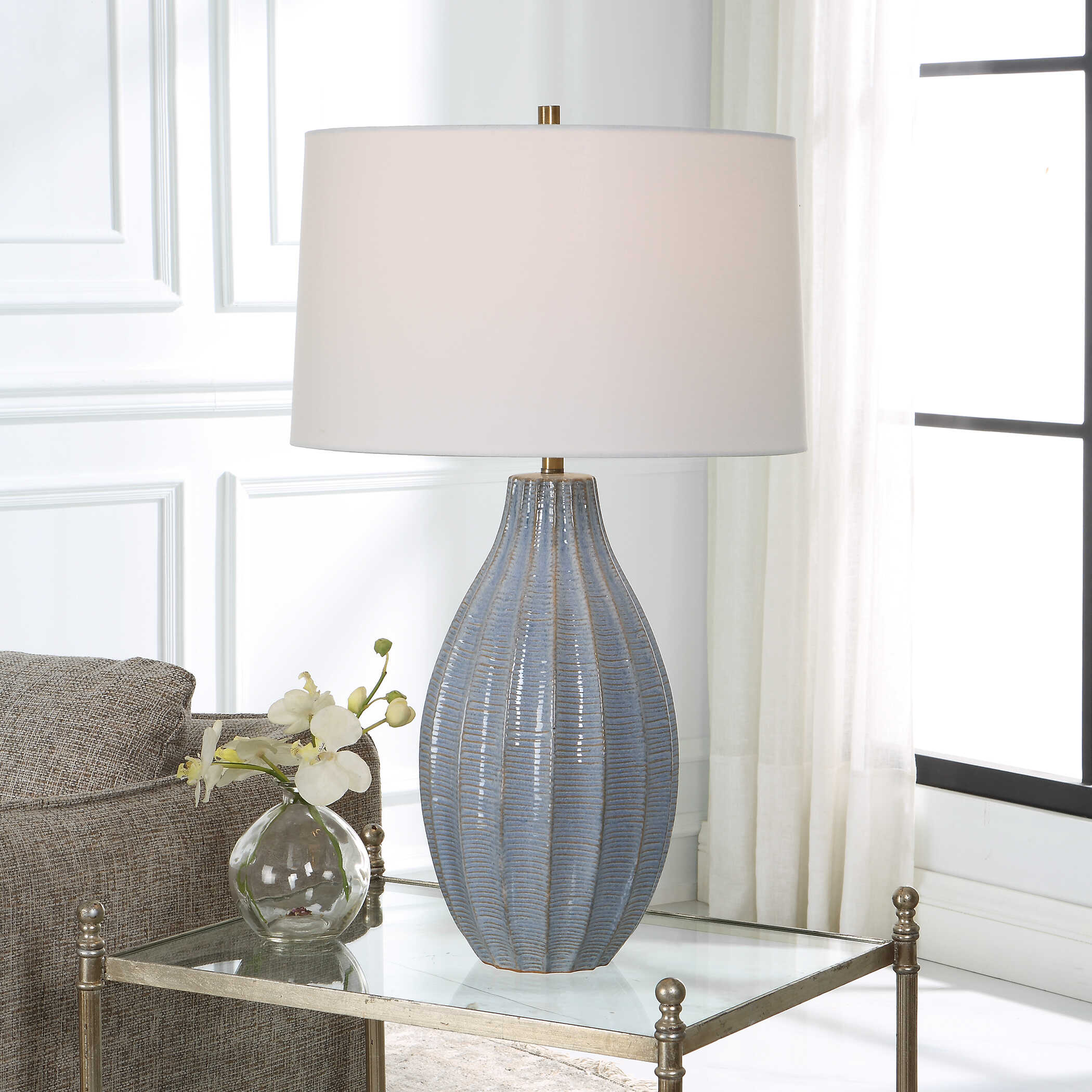 Veston Blue Glaze Table Lamp - Image 2
