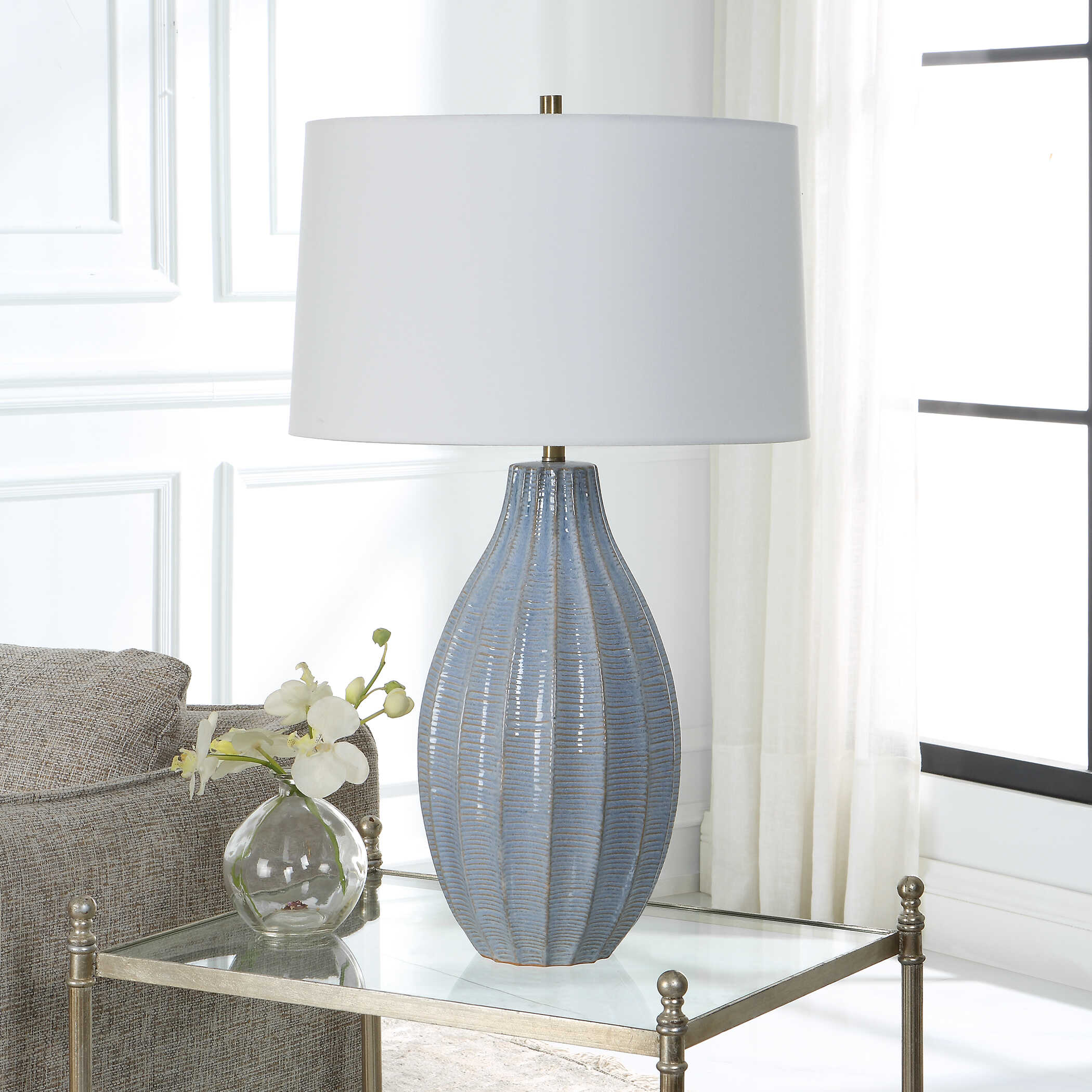 Veston Blue Glaze Table Lamp - Image 3