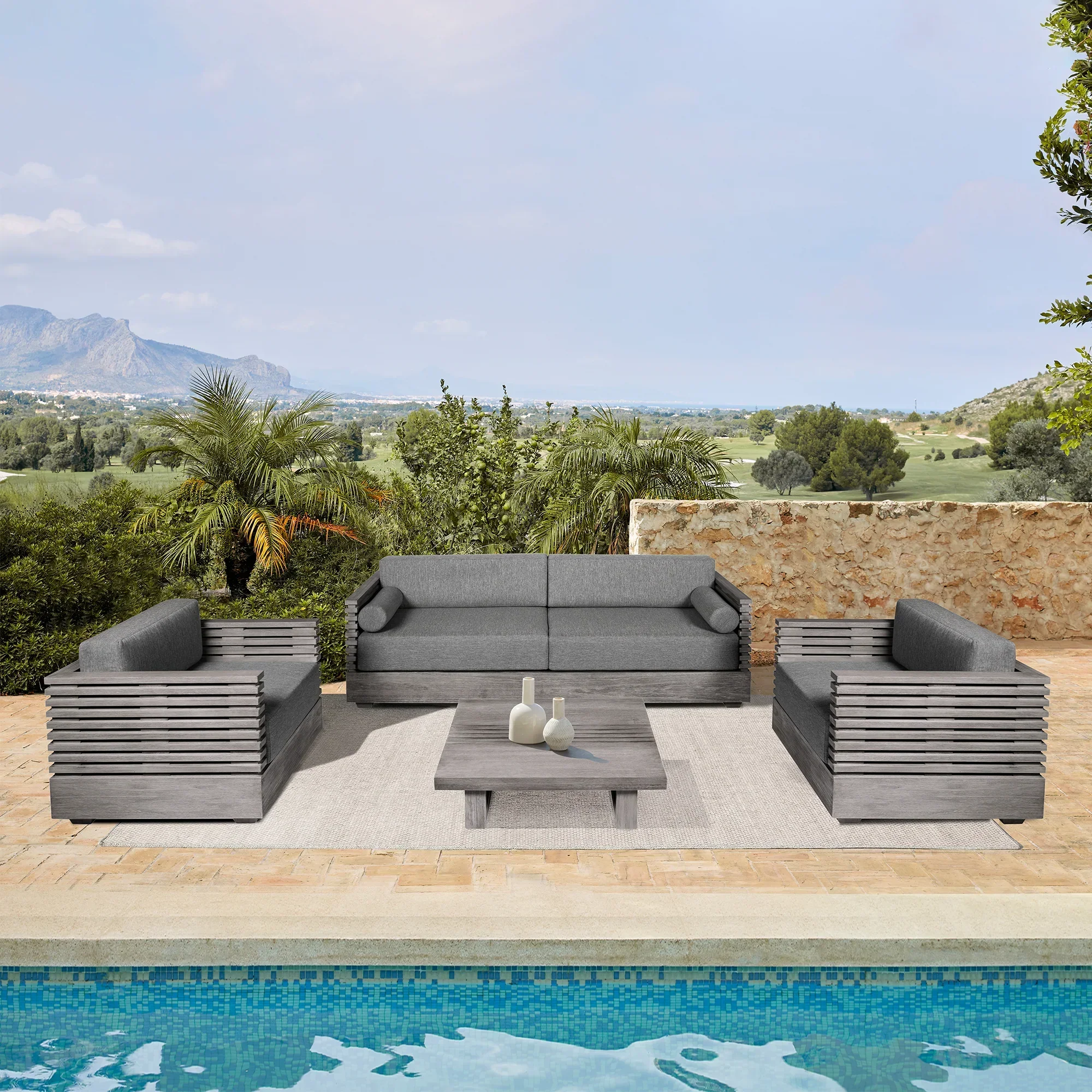Vivid Outdoor Patio 4 Piece Conversation Set - Image 13