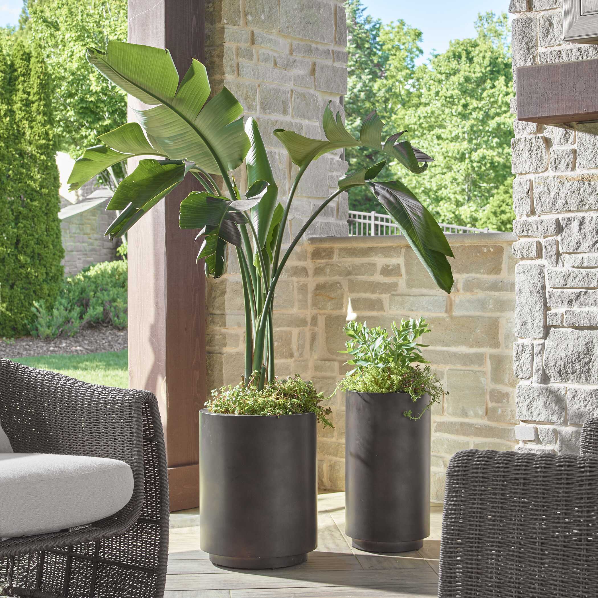 Volcan Matte Bronze Outdoor Planters - Set of 2 - Image 2