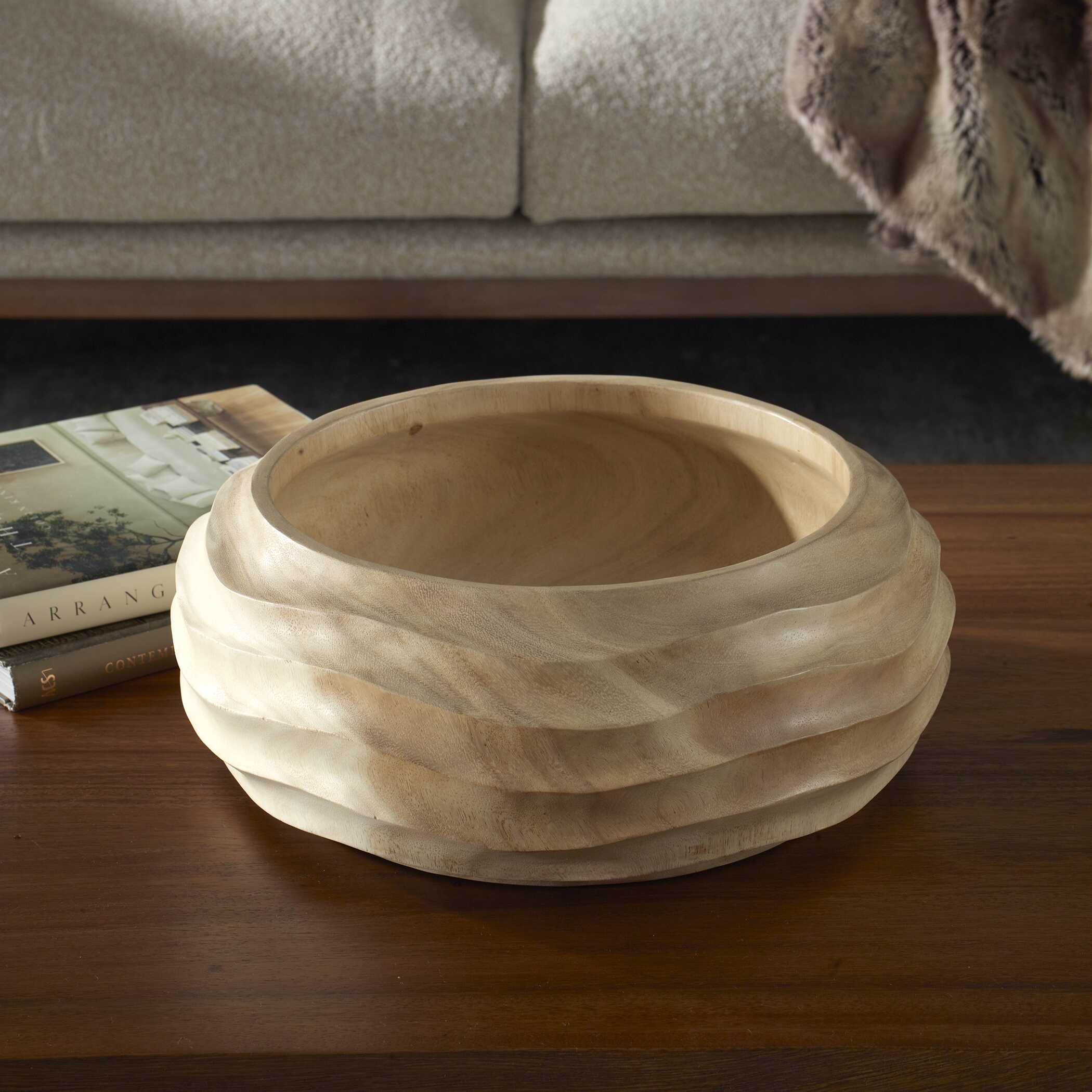 Waveform Bleached Wood Bowl - Image 4
